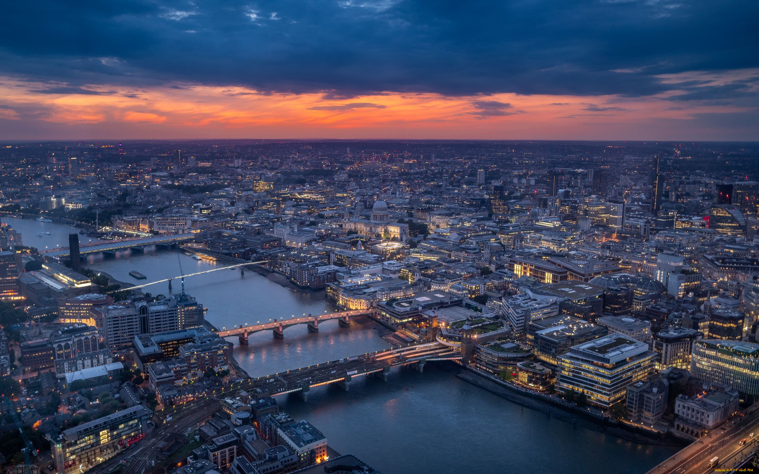 города, лондон, , великобритания, панорама