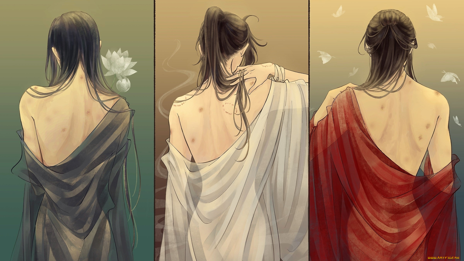 аниме, unknown, , другое, , персонажи, спины