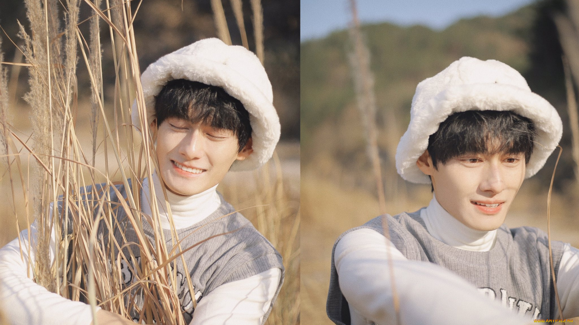 мужчины, wang, zhuocheng, актер, свитер, шапка, колоски