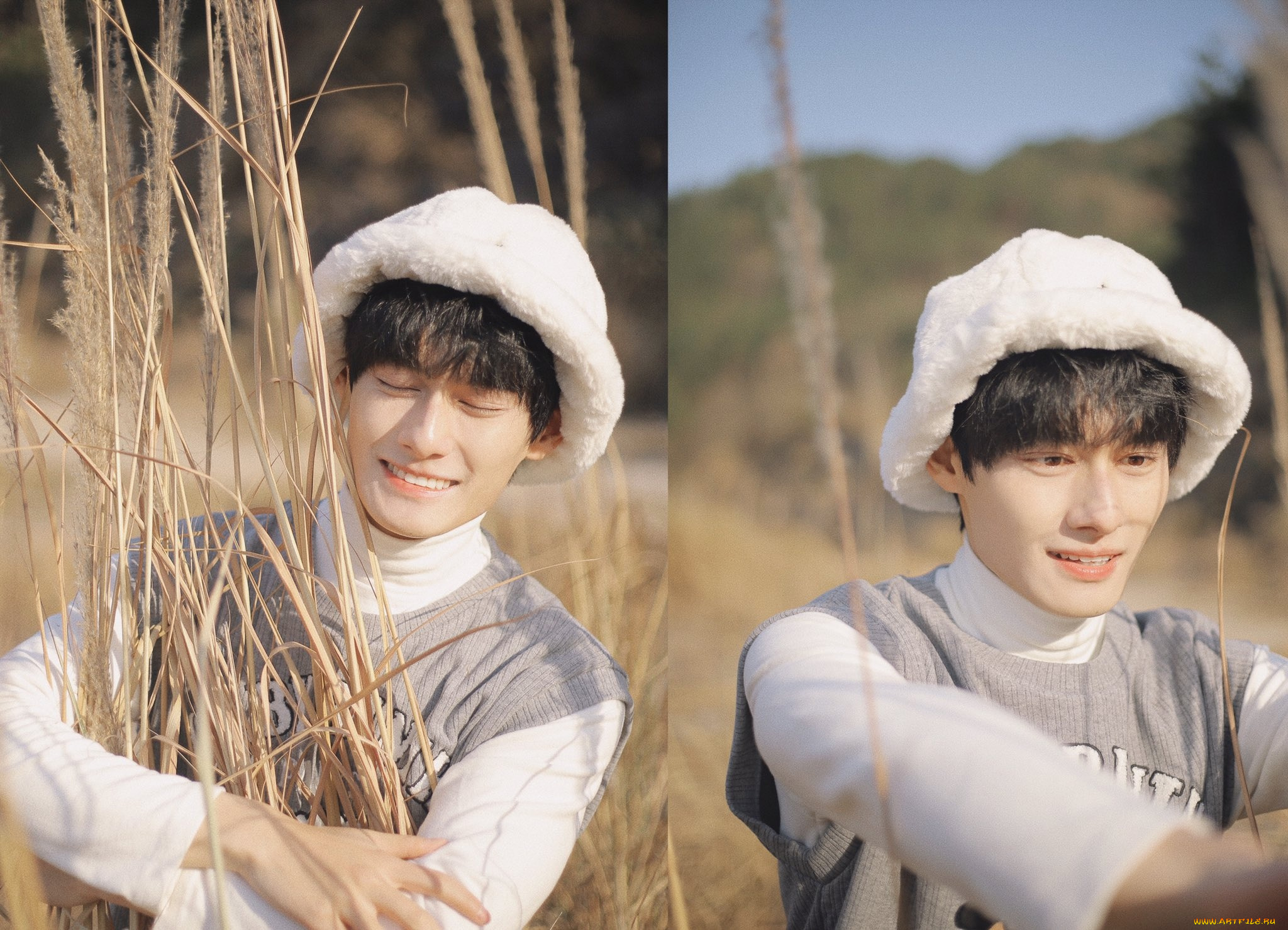 мужчины, wang, zhuocheng, актер, свитер, шапка, колоски