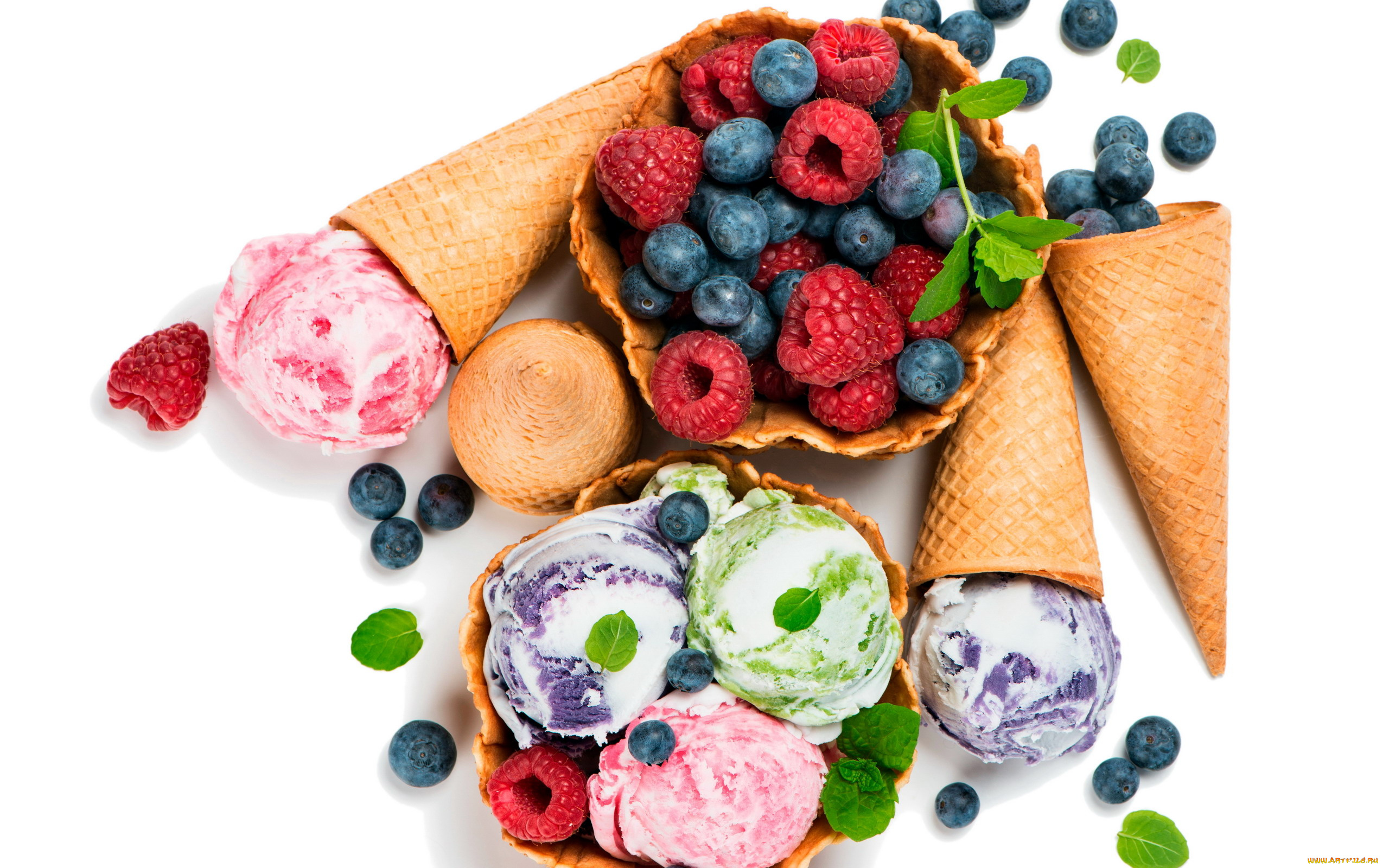 еда, мороженое, , десерты, ягоды, малина, черника