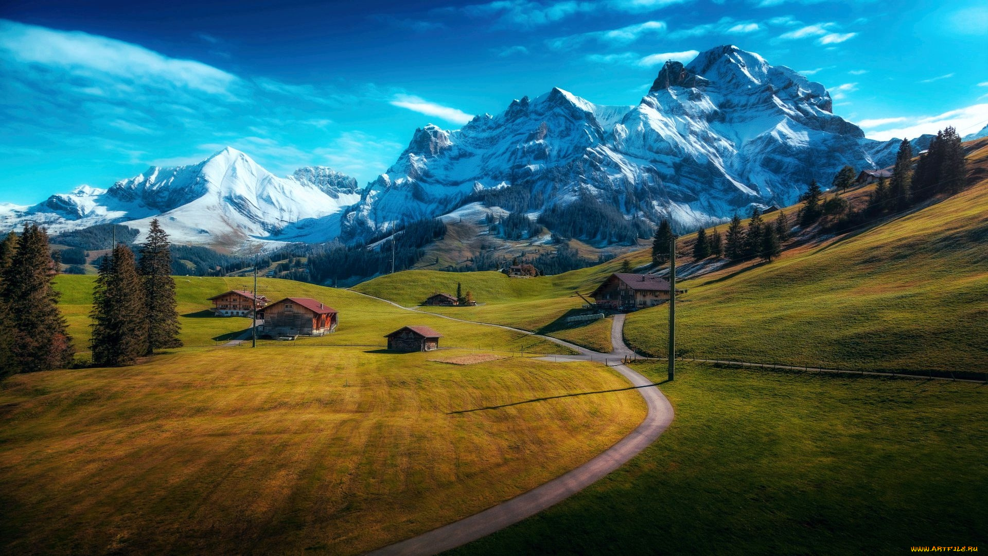 village, bernese, alps, switzerland, города, -, здания, , дома, bernese, alps