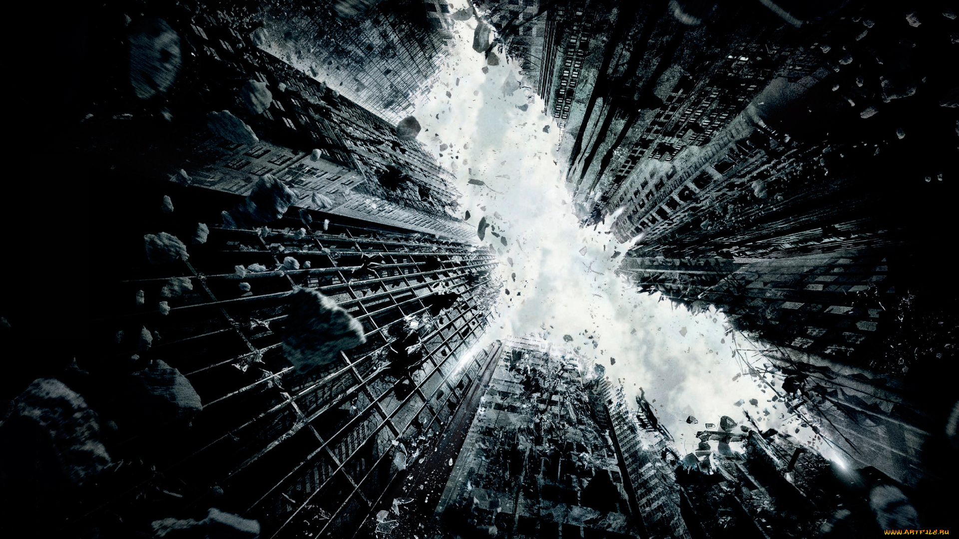 кино, фильмы, the, dark, knight, небоскреб, разрушение, город, здания, batman, darkknightrises