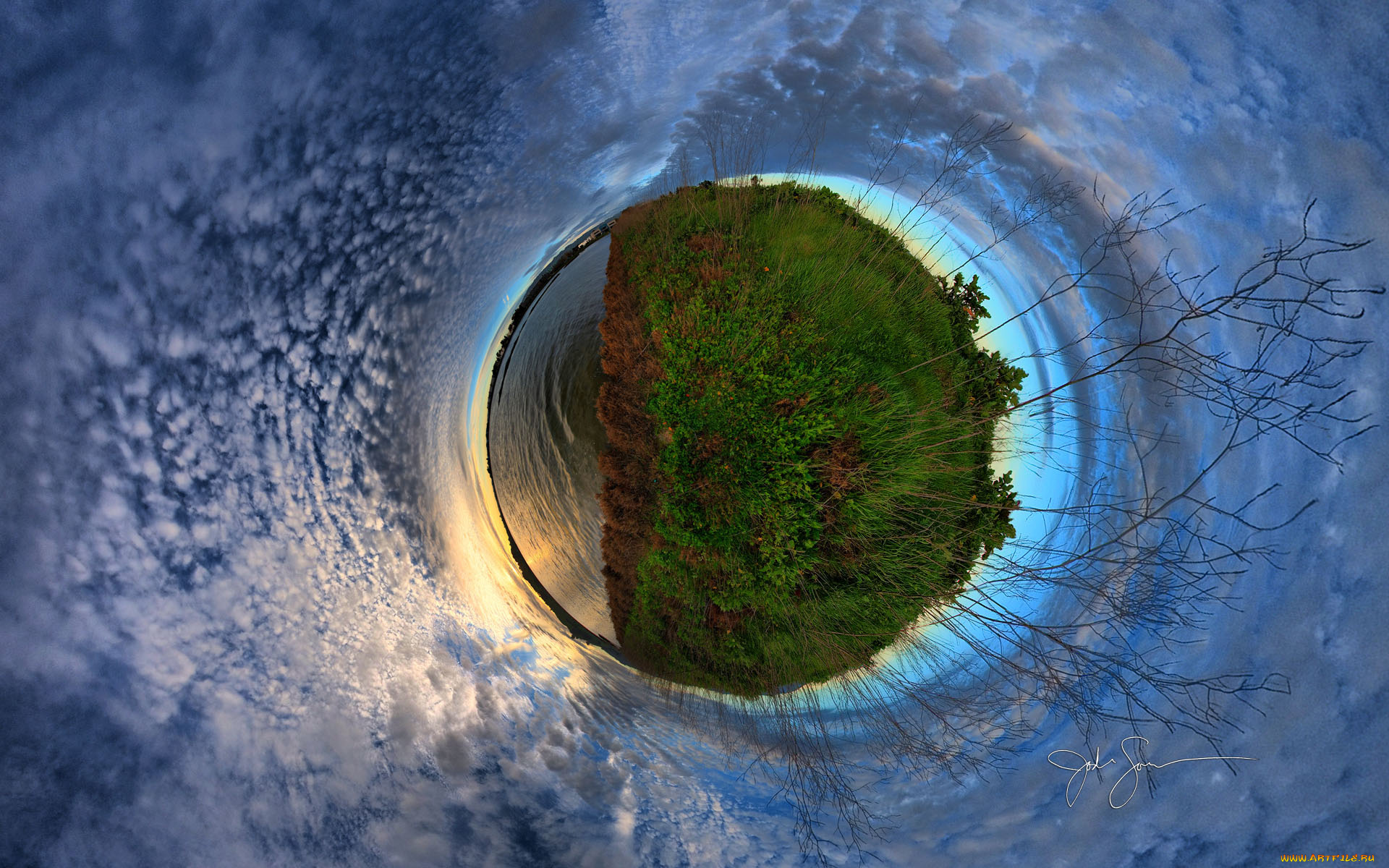 разное, компьютерный, дизайн, деревья, облака