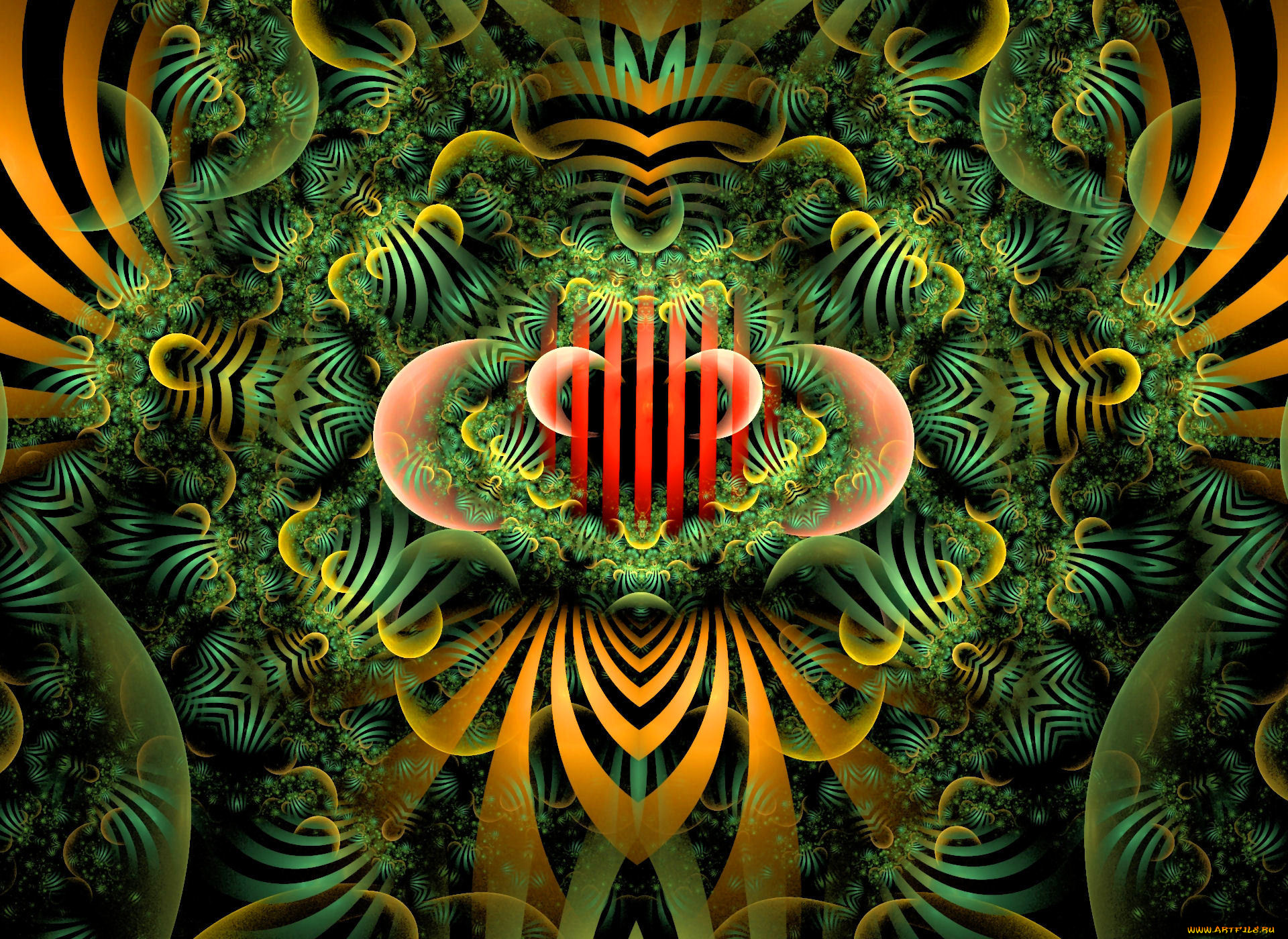 3д, графика, fractal, фракталы, цвета, тёмный, фрактал, узор