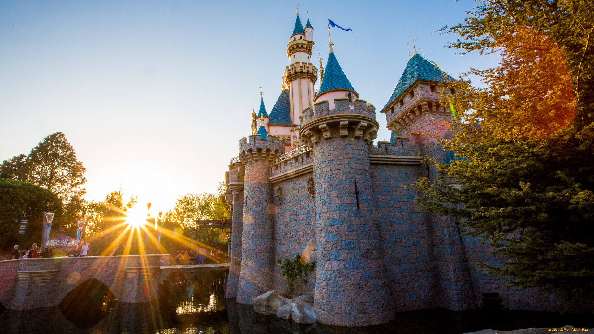 города, диснейленд, замок, спящей, красавицы