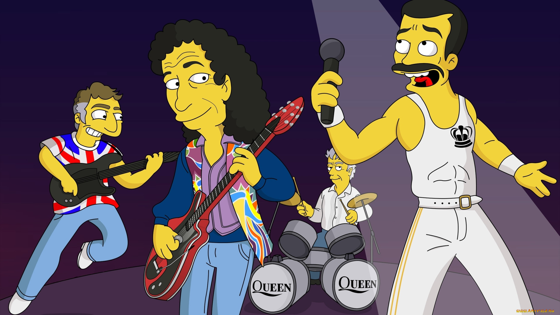 мультфильмы, the, simpsons, freddie, mercury, queen, группа, фредди, меркьюри, симпсоны
