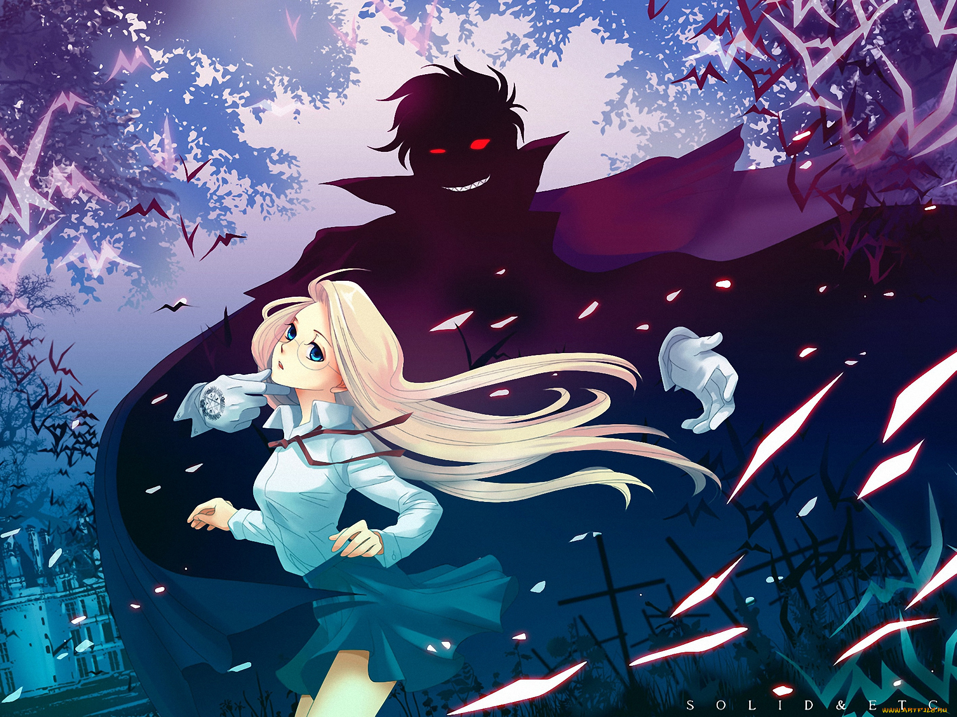 аниме, hellsing, вампир, alucard, integra