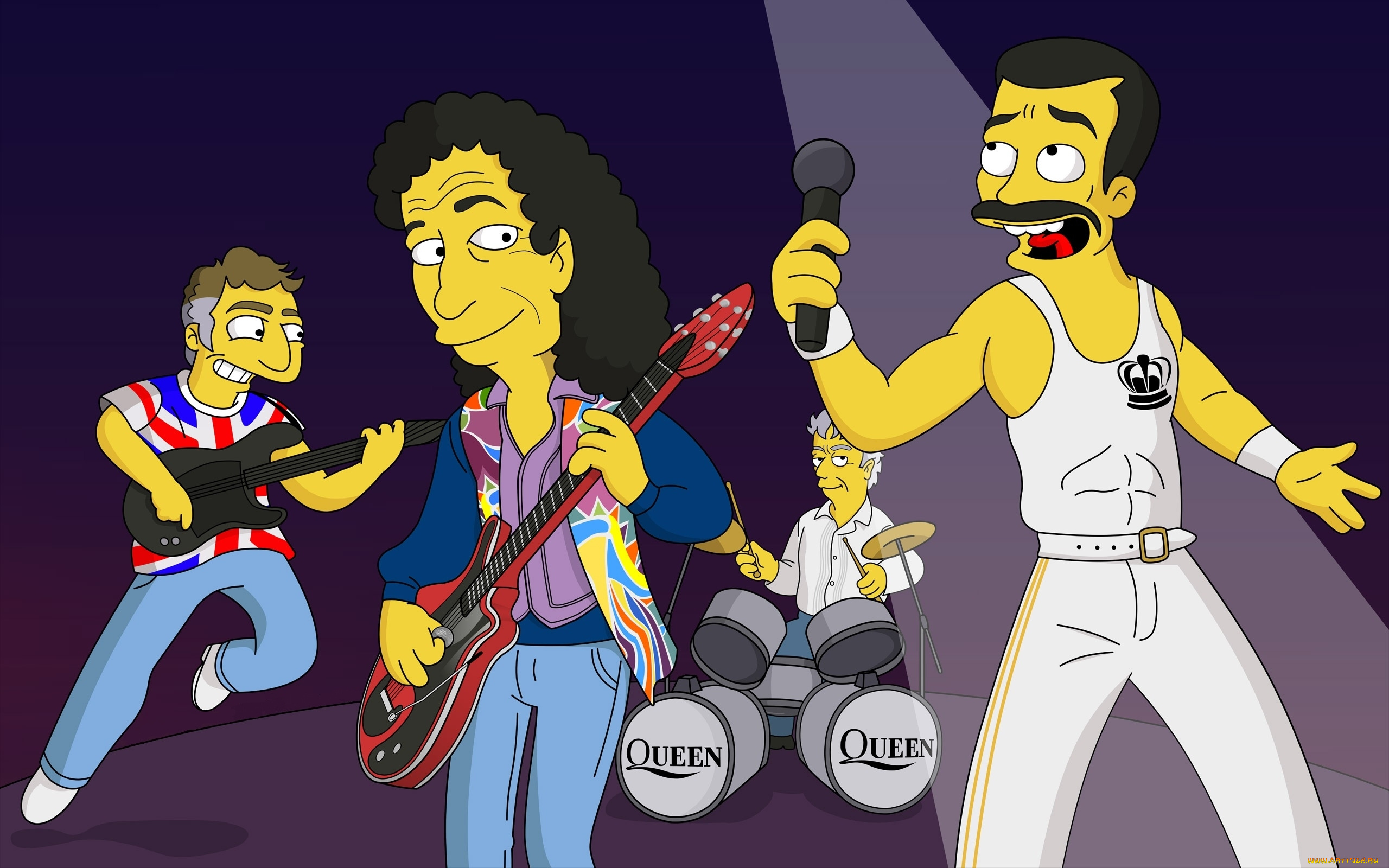 мультфильмы, the, simpsons, freddie, mercury, queen, группа, фредди, меркьюри, симпсоны