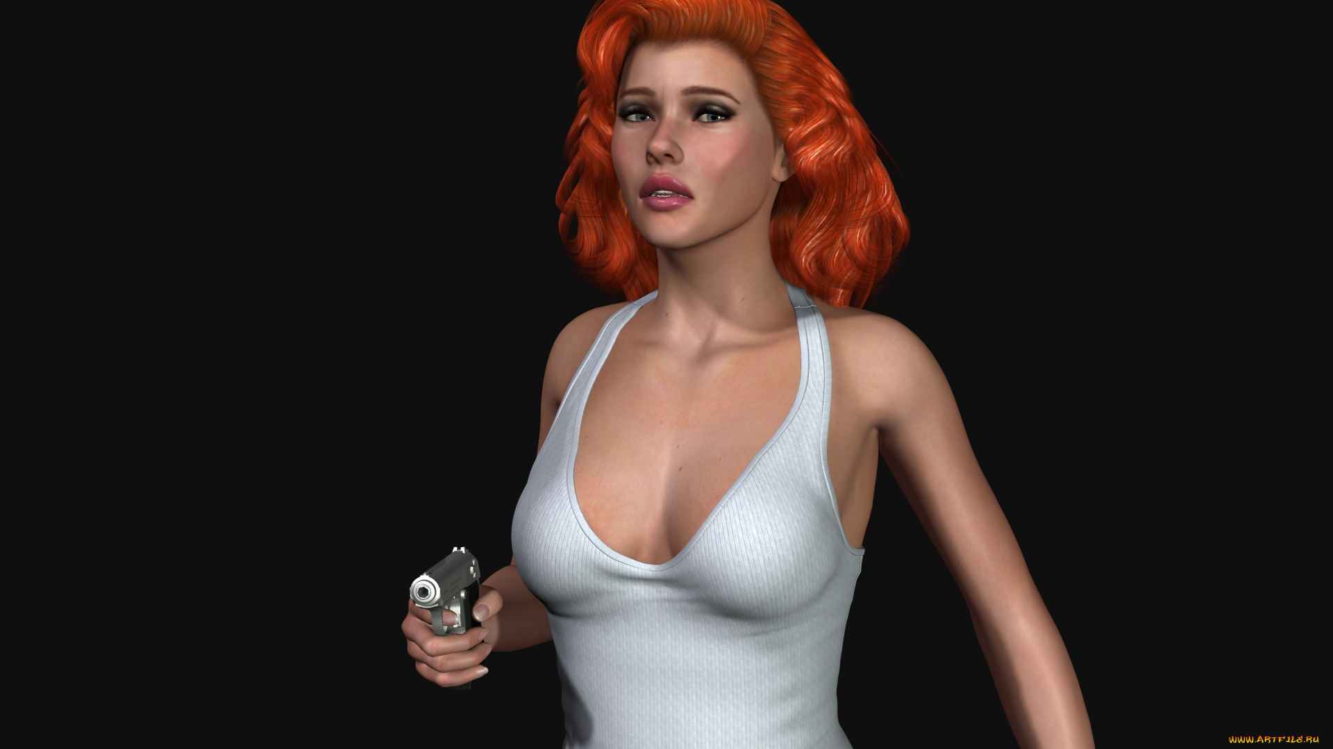 3д, графика, люди, , people, девушка, рыжая, взгляд