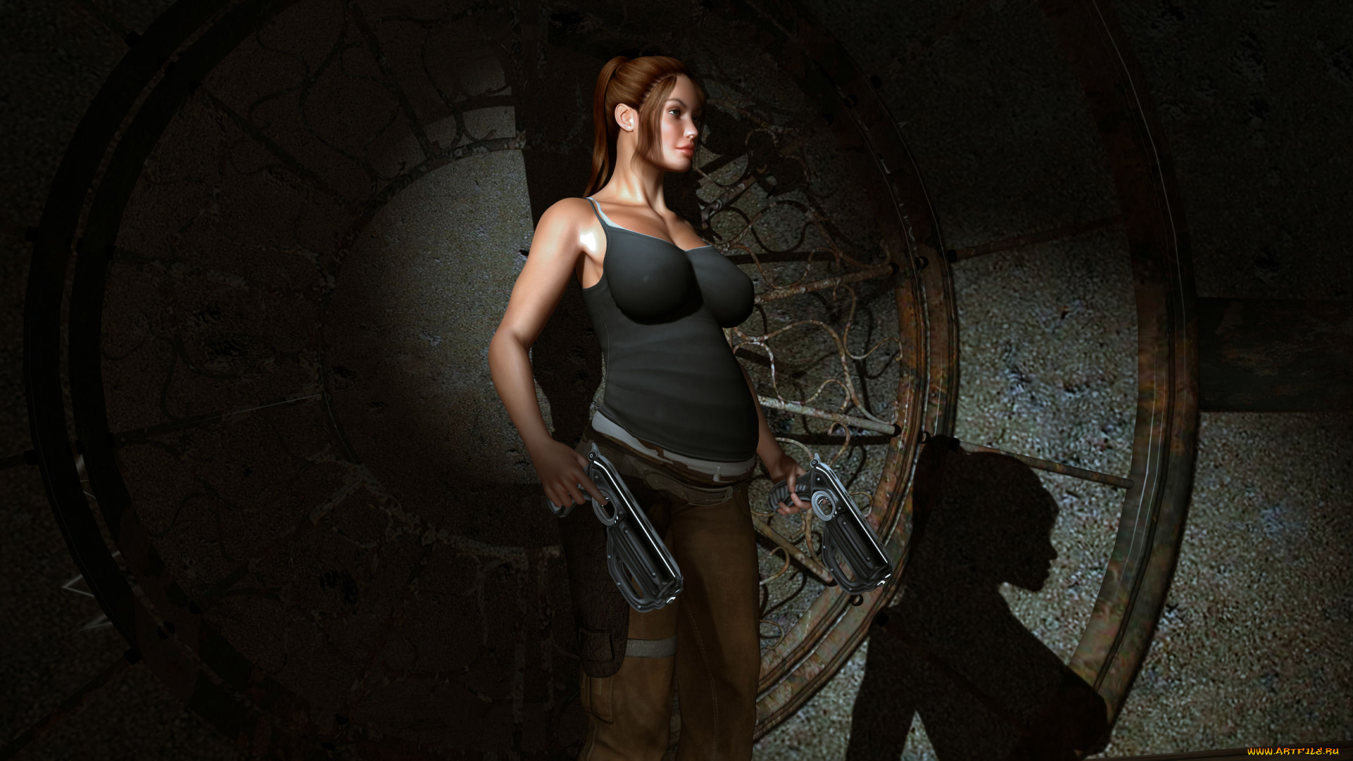 3д, графика, люди, , people, оружие, взгляд, девушка