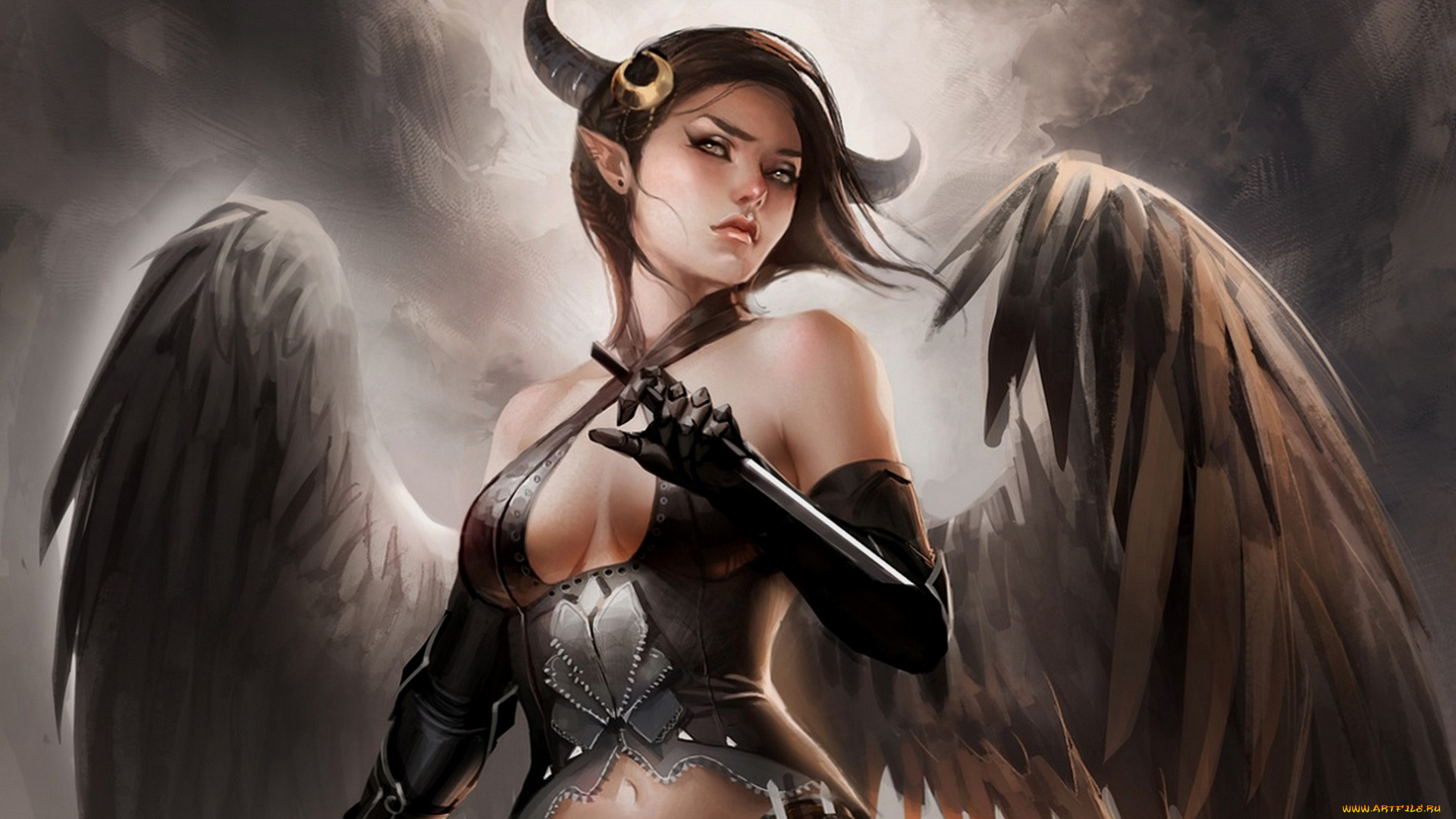 фэнтези, существа, ангел, девушка