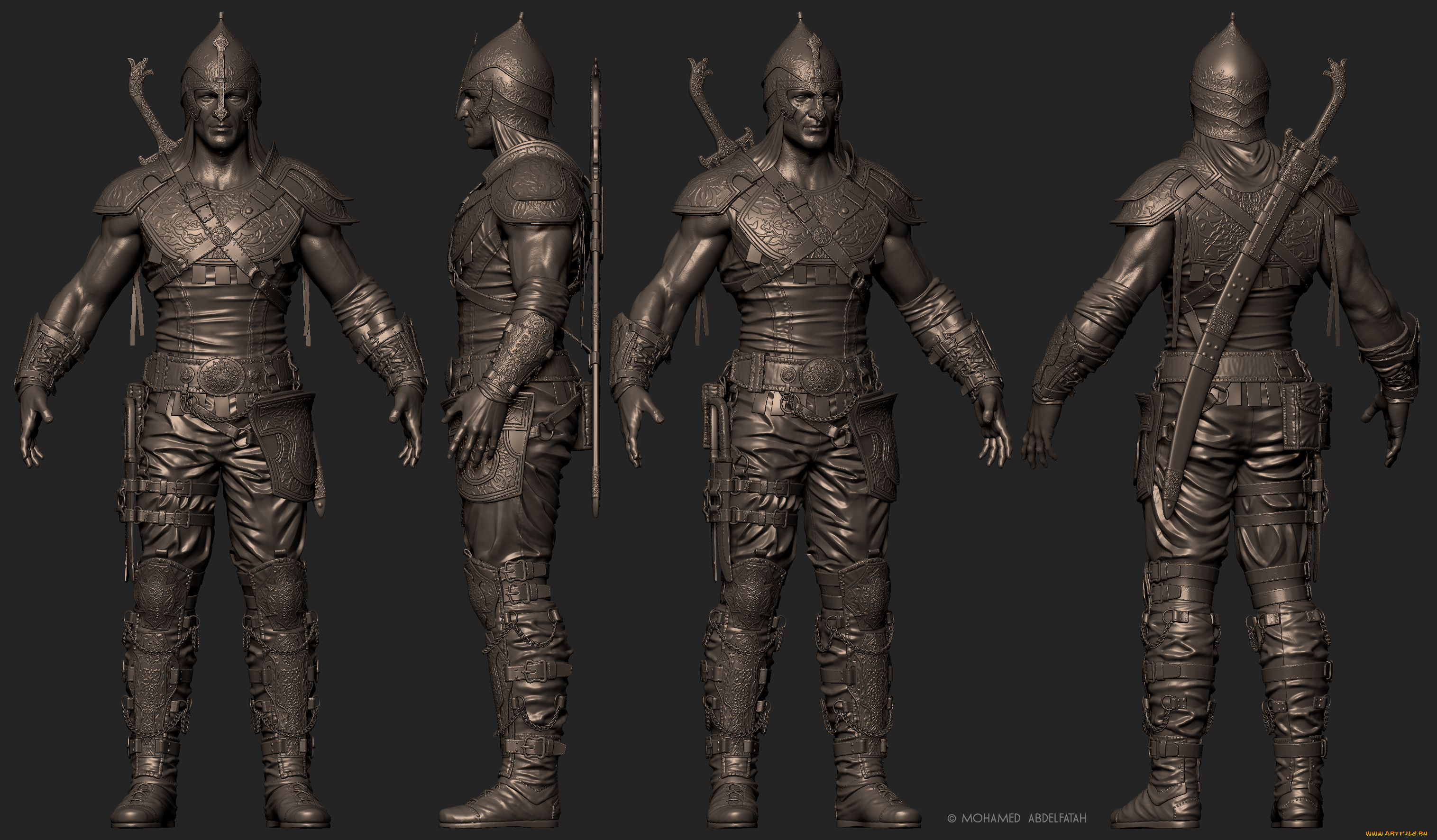 3д, графика, _science, fiction, доспехи, воин, лук