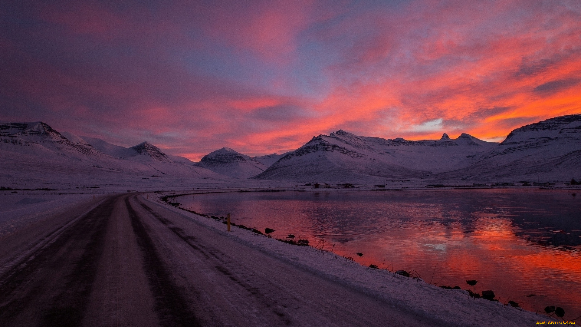 природа, дороги, горы, озеро, дорога