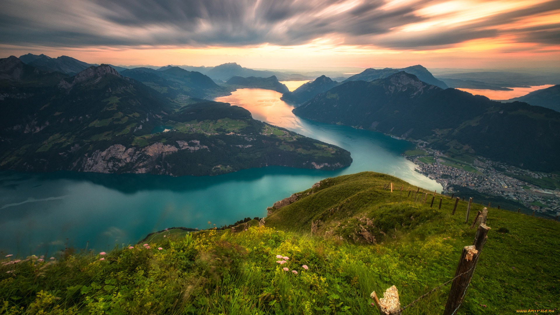 природа, побережье, горы, озера, облака