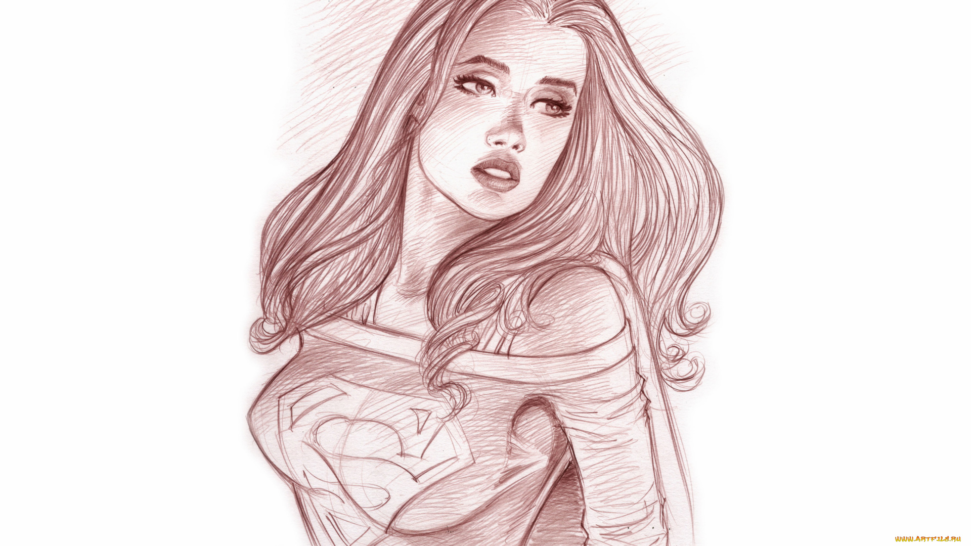 рисованное, комиксы, скетч, портрет, униформа, фон, взгляд, девушка