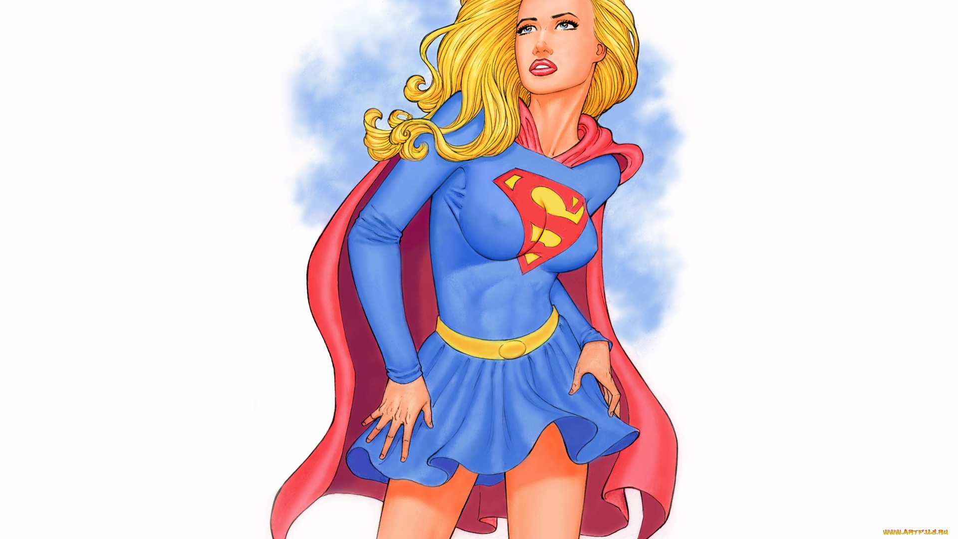 рисованное, комиксы, униформа, взгляд, фон, девушка