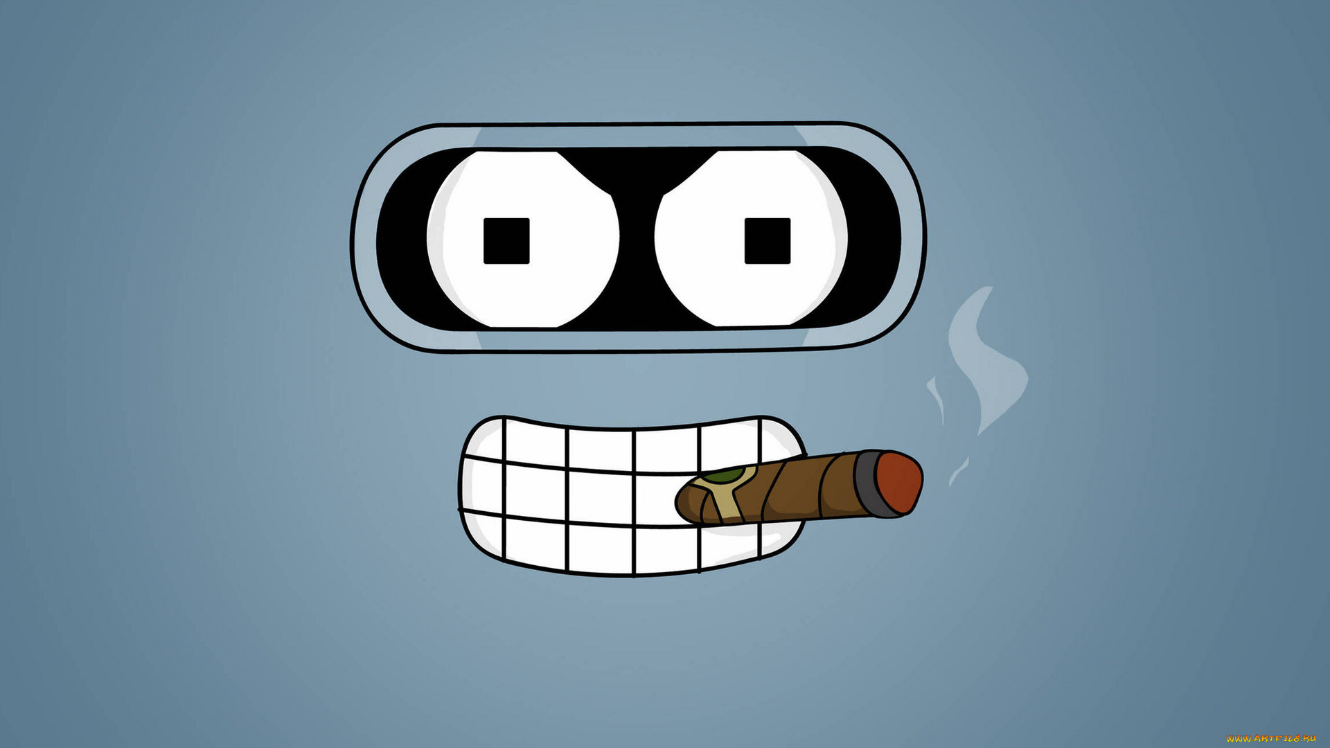 рисованное, минимализм, зубы, глаза, робот, сигара