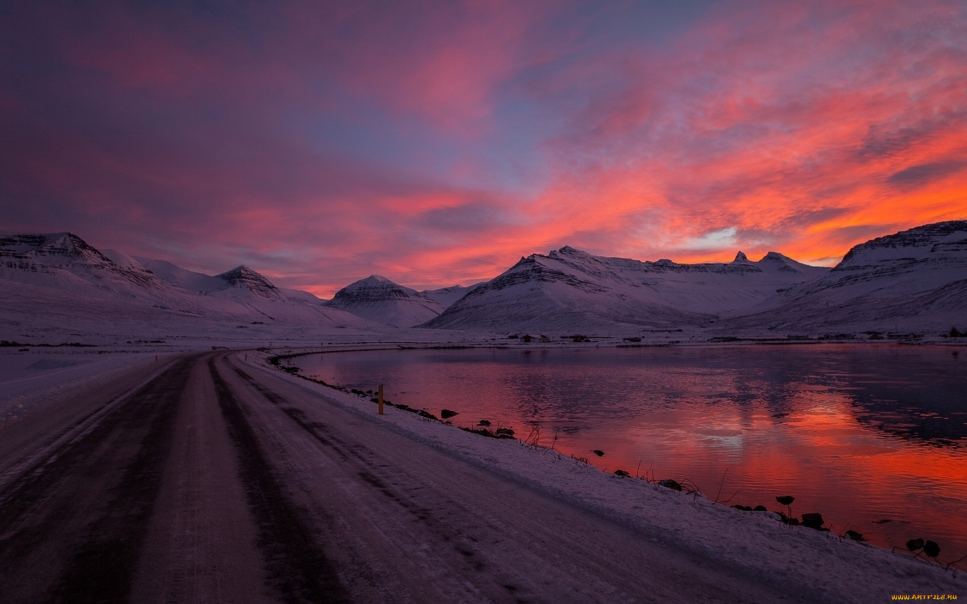 природа, дороги, горы, озеро, дорога