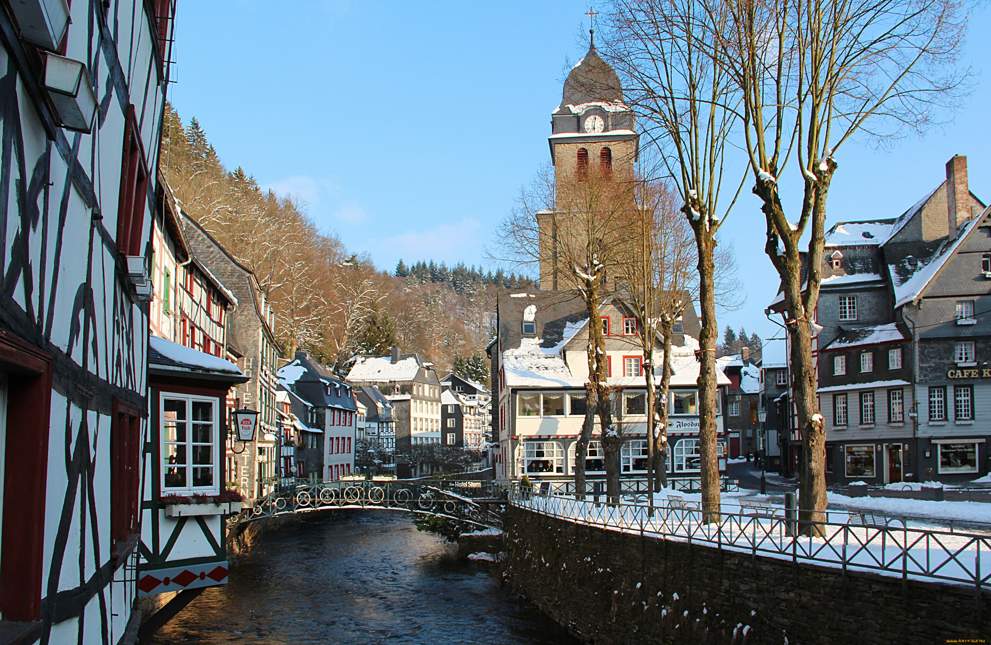 города, -, улицы, , площади, , набережные, мост, река, дома, улицы, зима