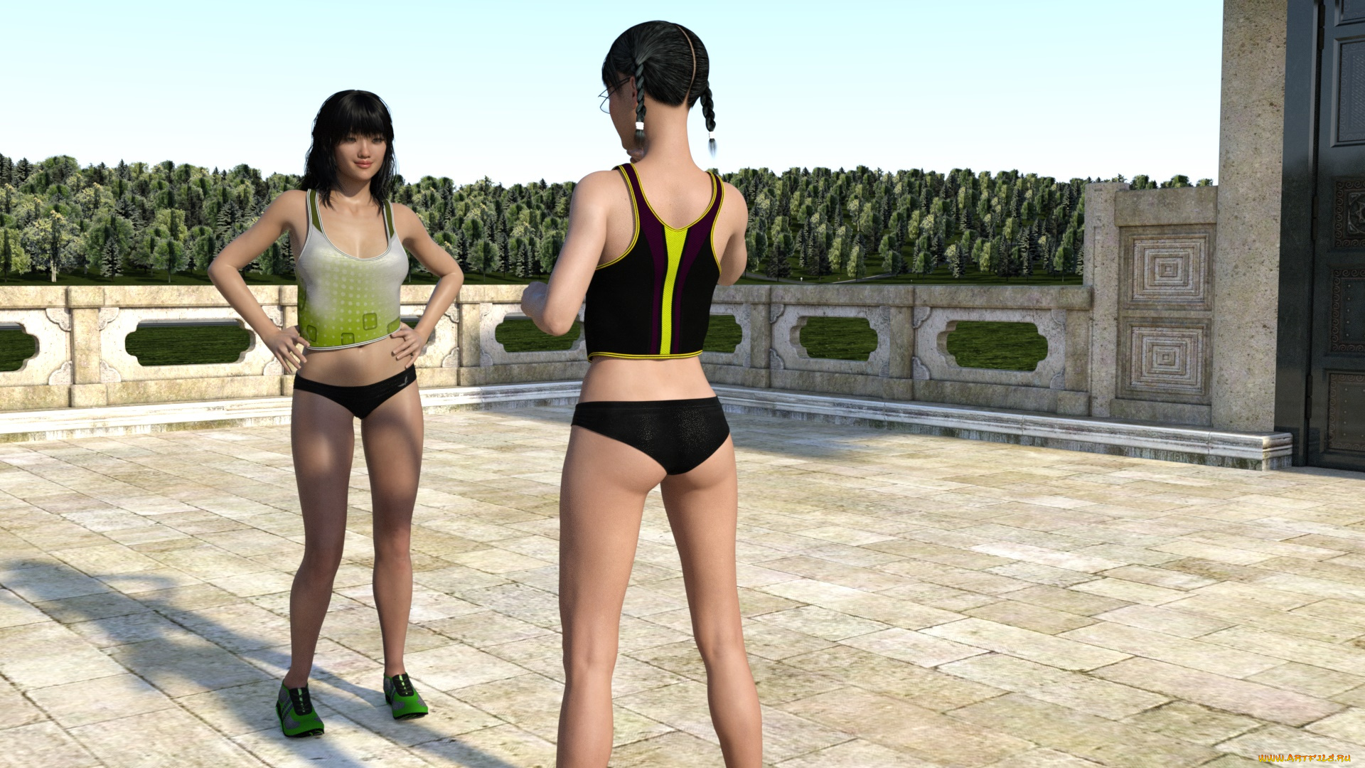 3д, графика, люди, , people, девушки, взгляд, фон