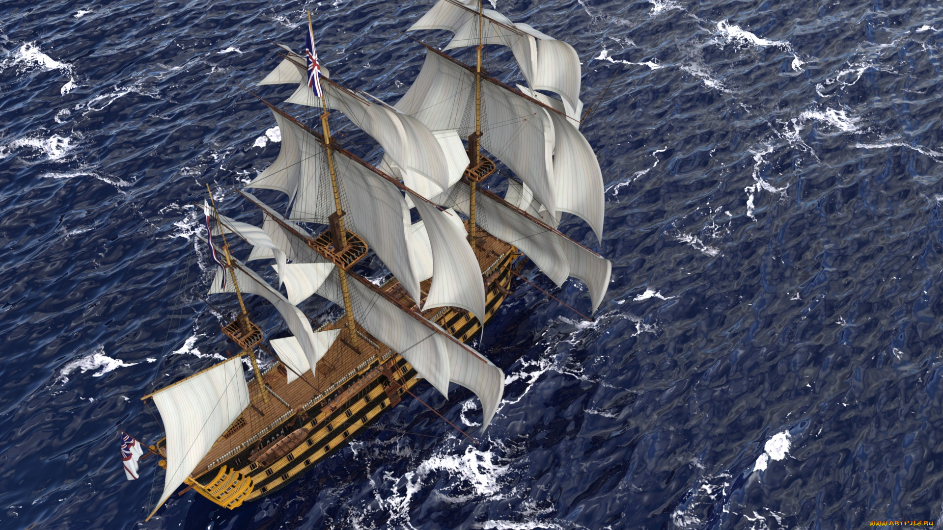 3д, графика, море, , sea, парусник, море