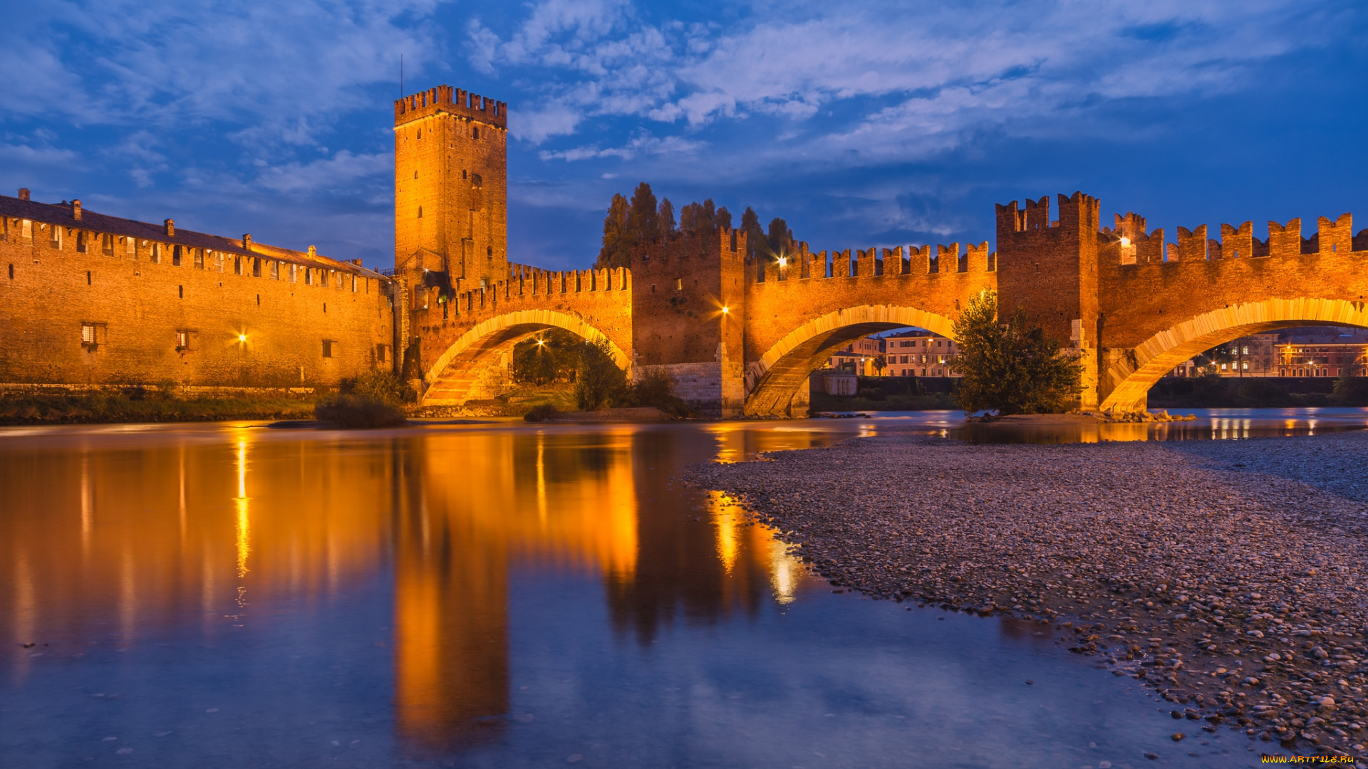 castelvecchio, e, l&, 180, adige, , verona, , veneto, города, верона, , италия, мост, река
