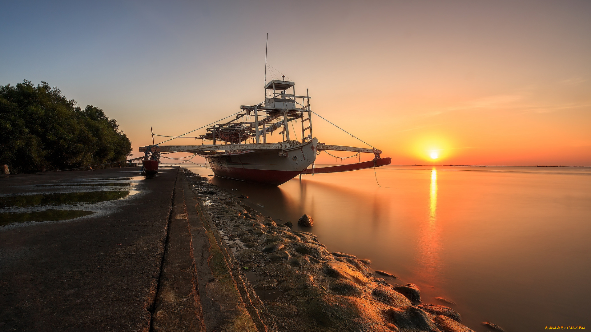 корабли, другое, рассвет