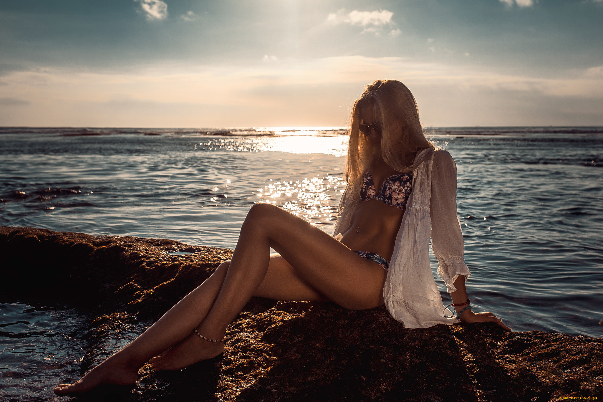 девушки, -unsort, , блондинки, , светловолосые, море, очки