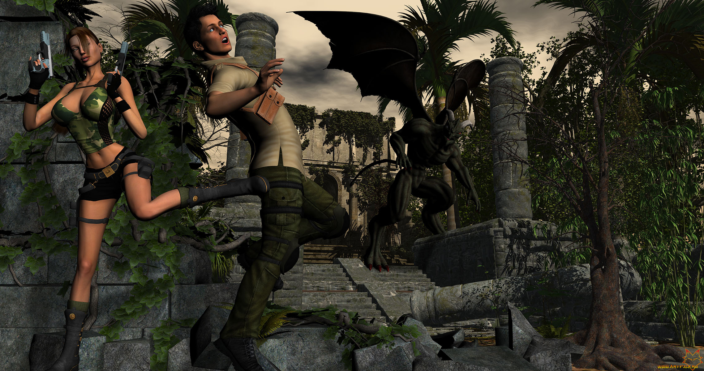 3д, графика, фантазия, , fantasy, фон, взгляд, девушка