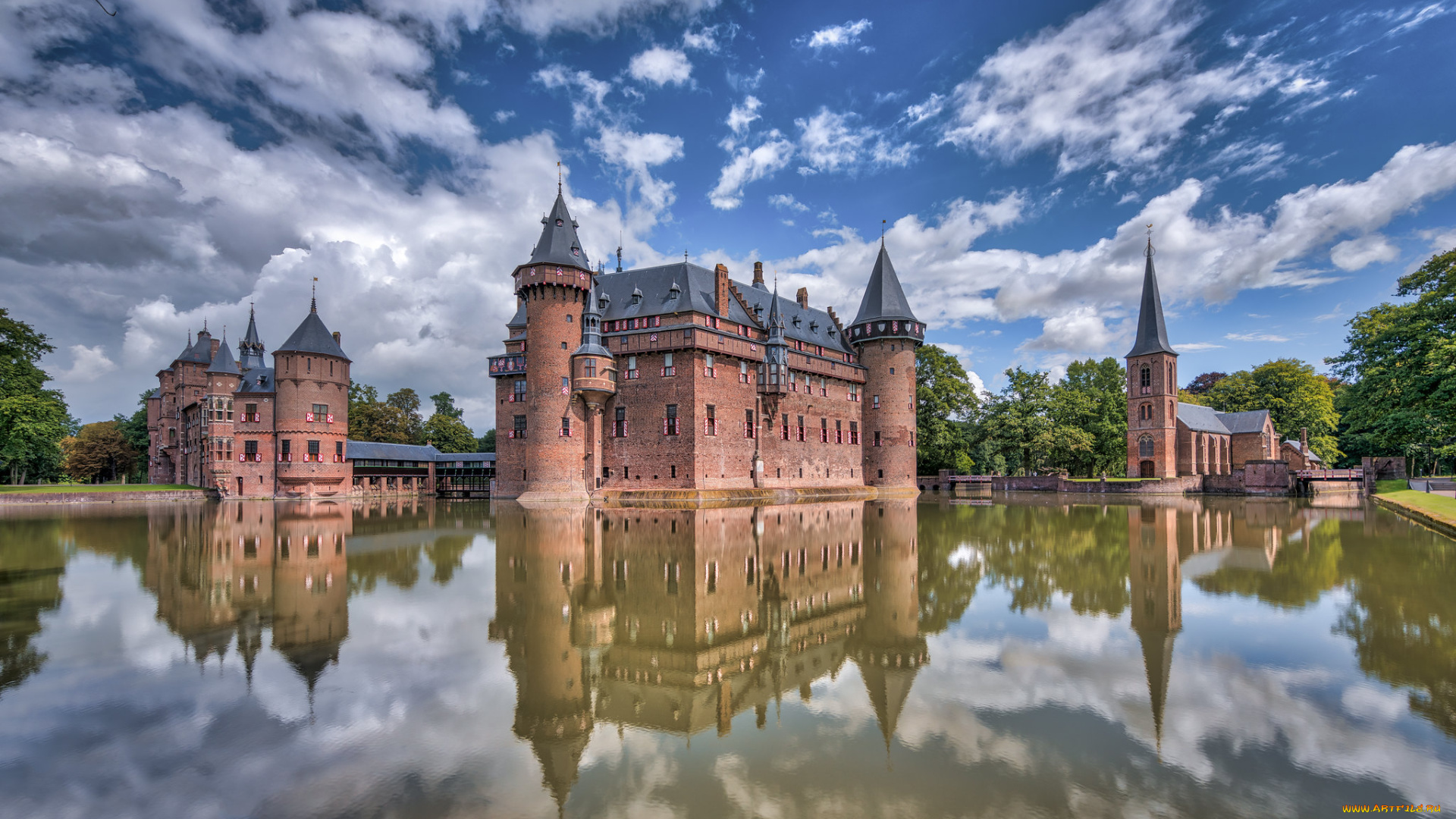 haar, castle, города, замки, нидерландов, простор