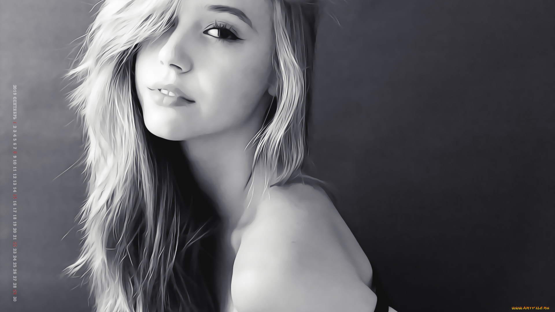 календари, компьютерный, дизайн, calendar, 2019, модель, девушка, взгляд, женщина