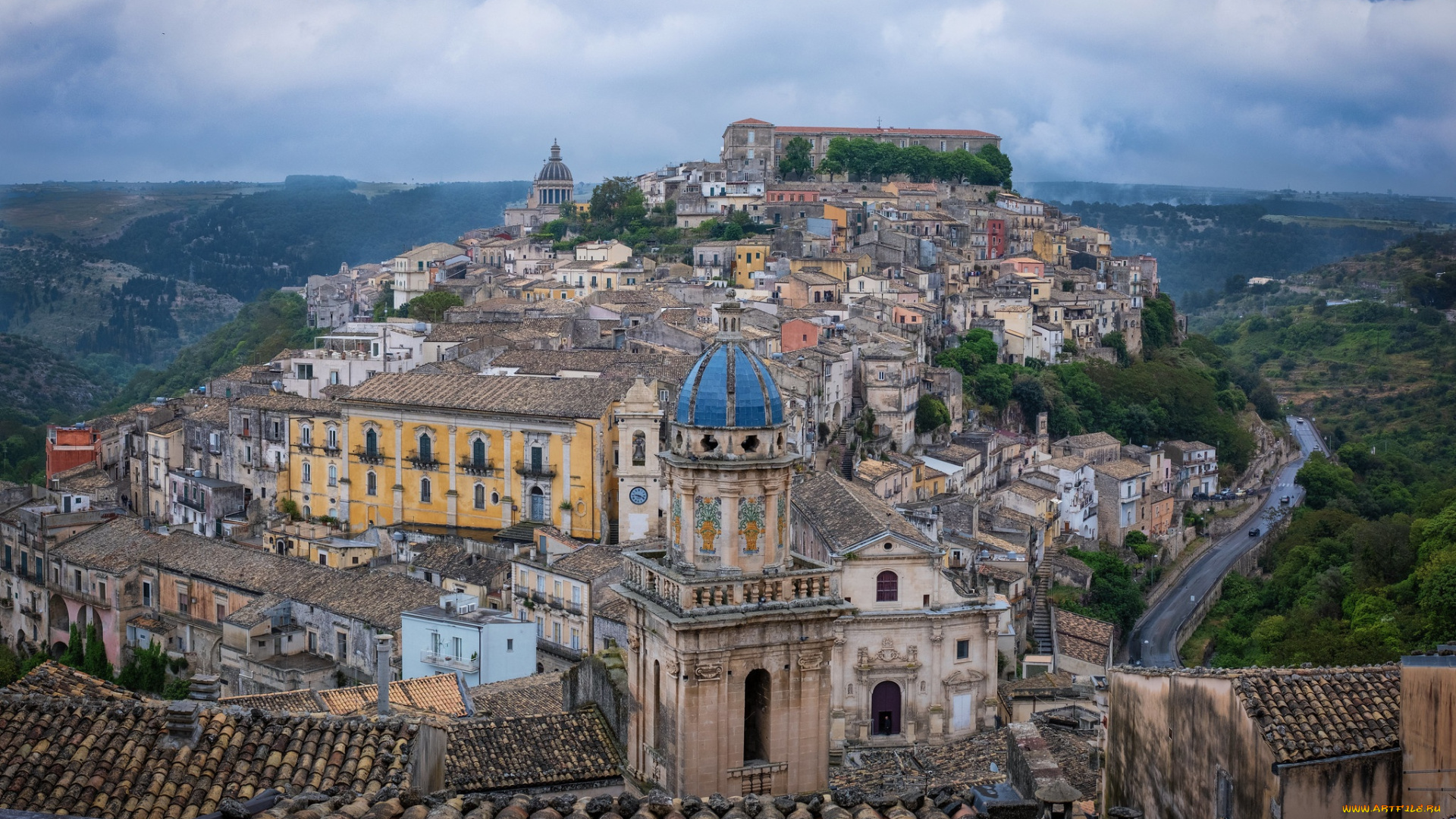 sicily, , italy, города, -, панорамы, город, италия, городской, вид, крыши, сицилия
