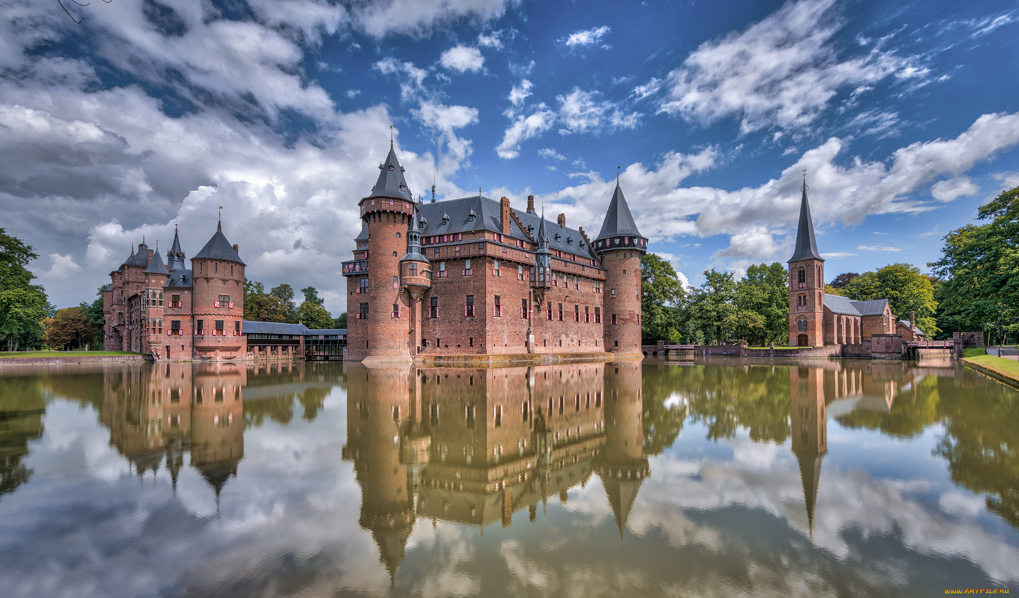 haar, castle, города, замки, нидерландов, простор