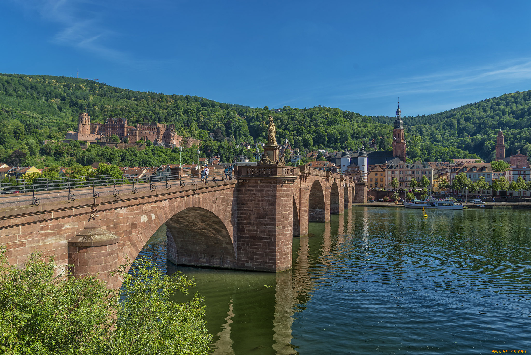 heidelberg, am, neckar, города, -, мосты, простор