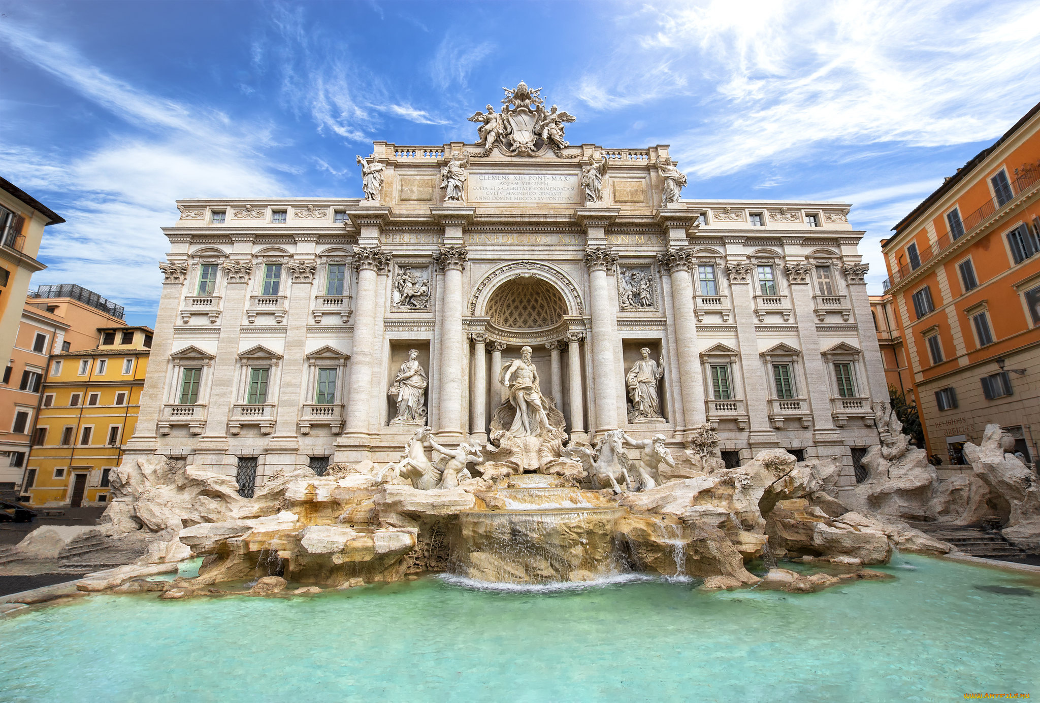 fontana, di, trevi, города, рим, , ватикан, , италия, простор