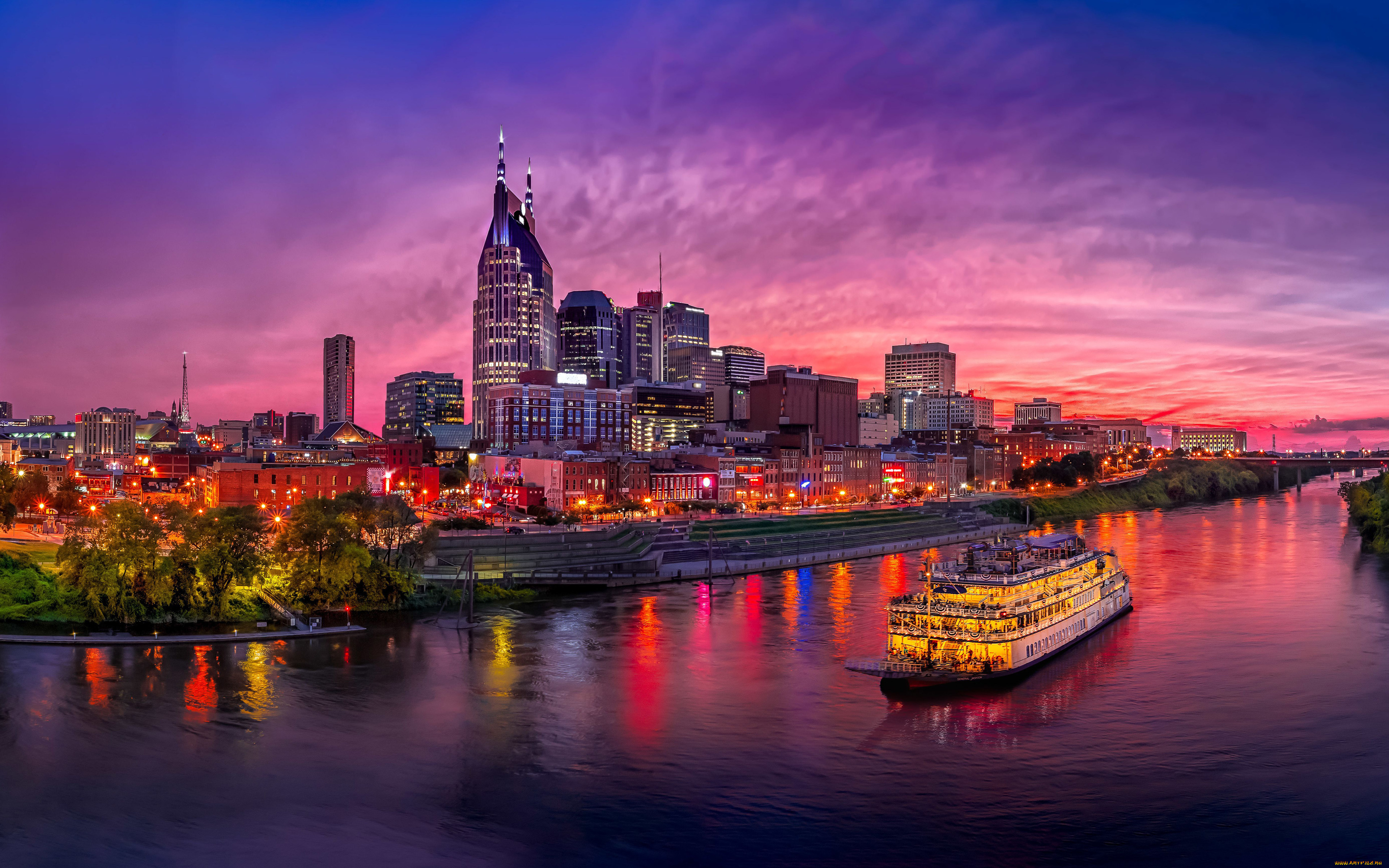 nashville, , usa, города, -, огни, ночного, города, америка, вечер, сша, город, hdr, нэшвилл, теннесси, американские, закат, cityscapes, современные, здания