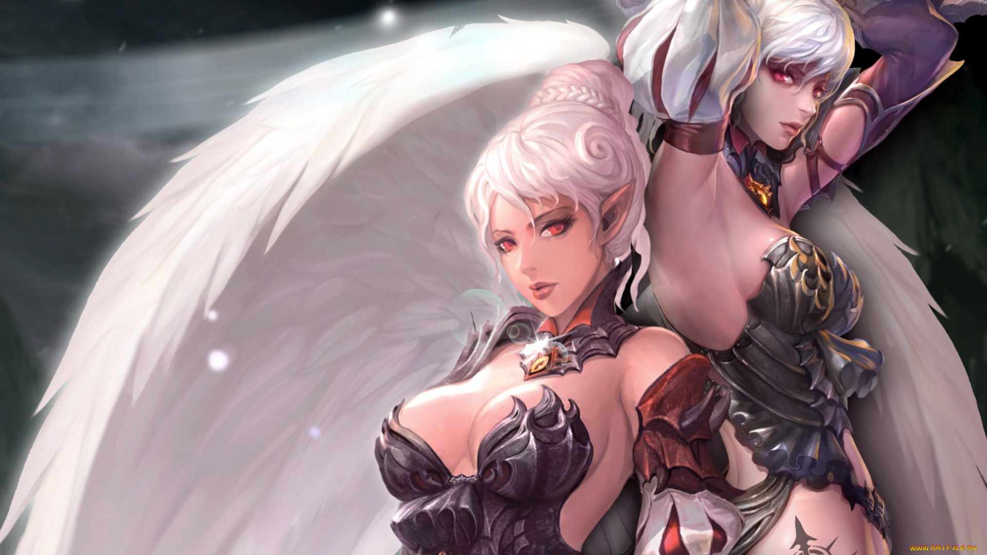 видео, игры, lineage, ii, , the, chaotic, throne, -, kamael, &, hellbound, девушки, эльф, крылья, ангел