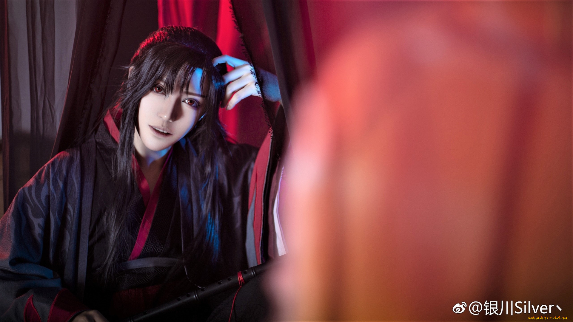 девушки, -, креатив, , косплей, вэй, усянь, флейта, костюм