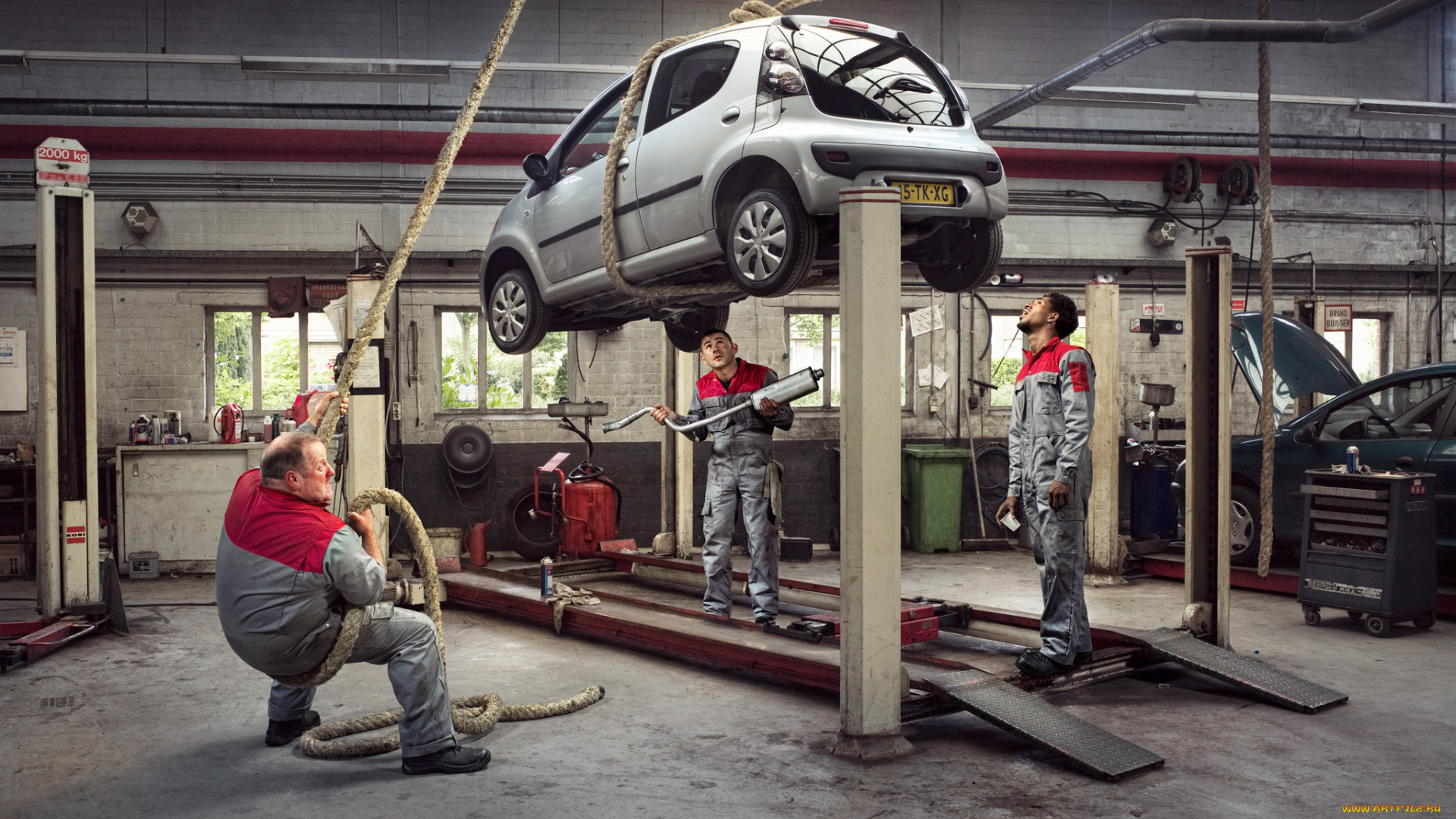 юмор, и, приколы, сто, работники, машина, канат