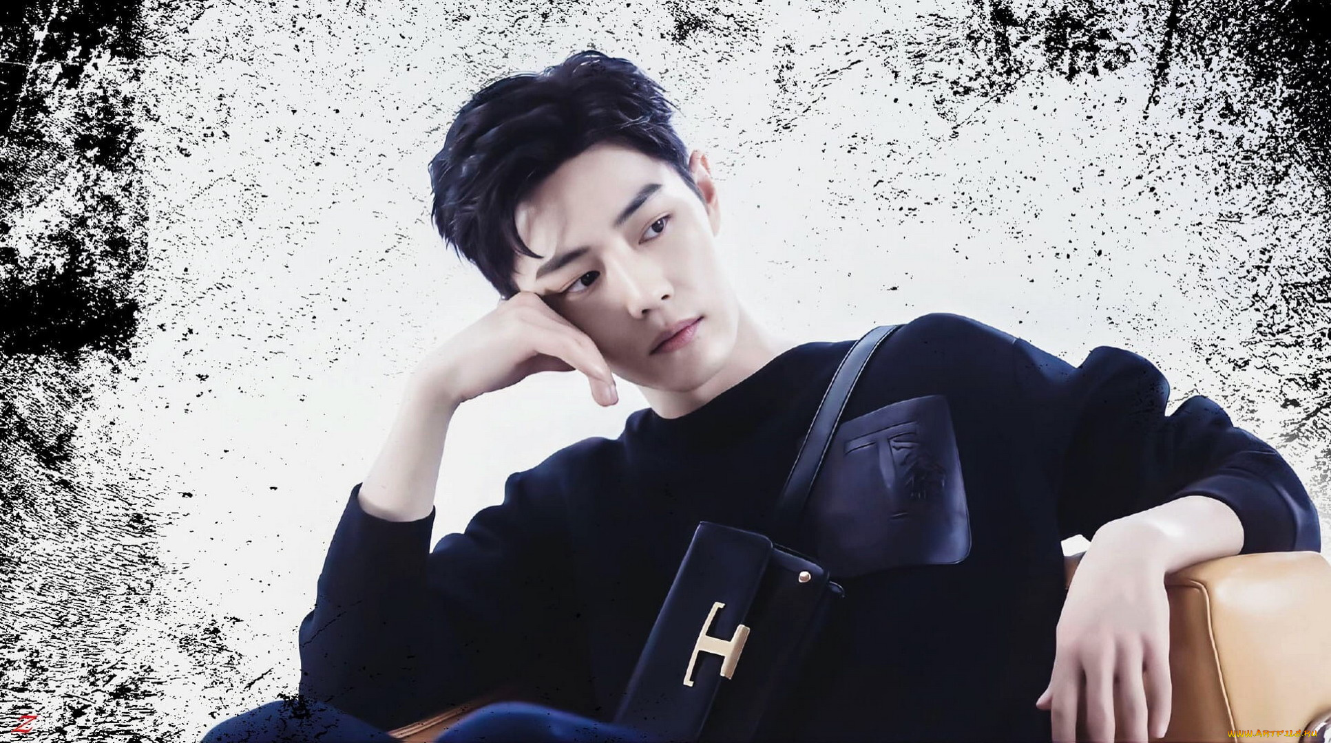 мужчины, xiao, zhan, актер, свитер, сумка, кресло