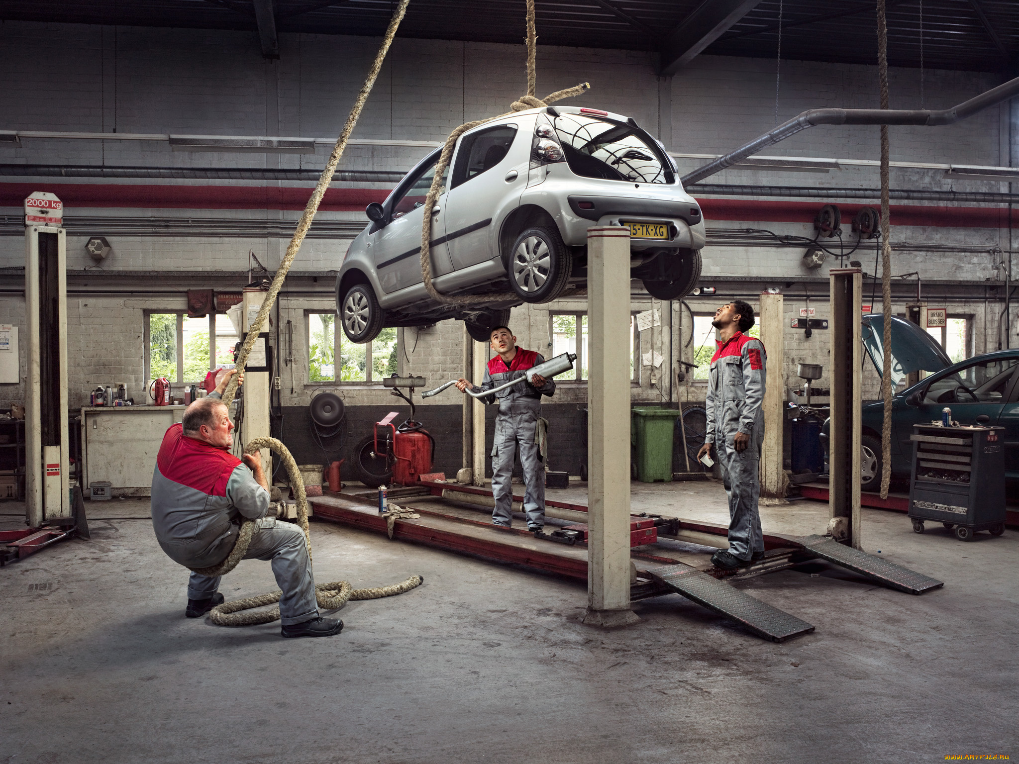 юмор, и, приколы, сто, работники, машина, канат