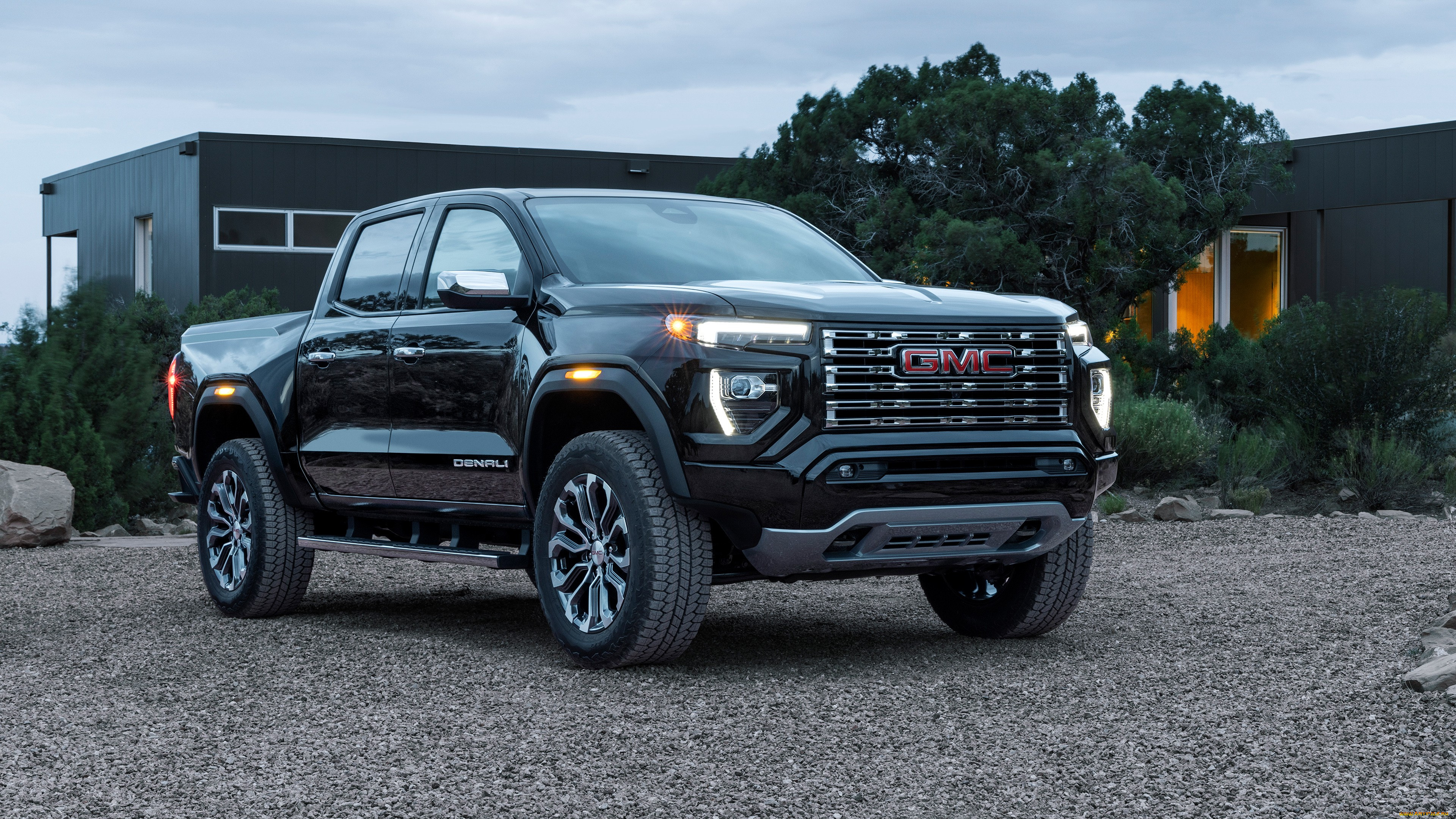 dark, grey, gmc, canyon, denali, crew, cab, 2023, автомобили, gm-gmc, dark, grey, gmc, canyon, denali, crew, cab, 2023, пикап, черный