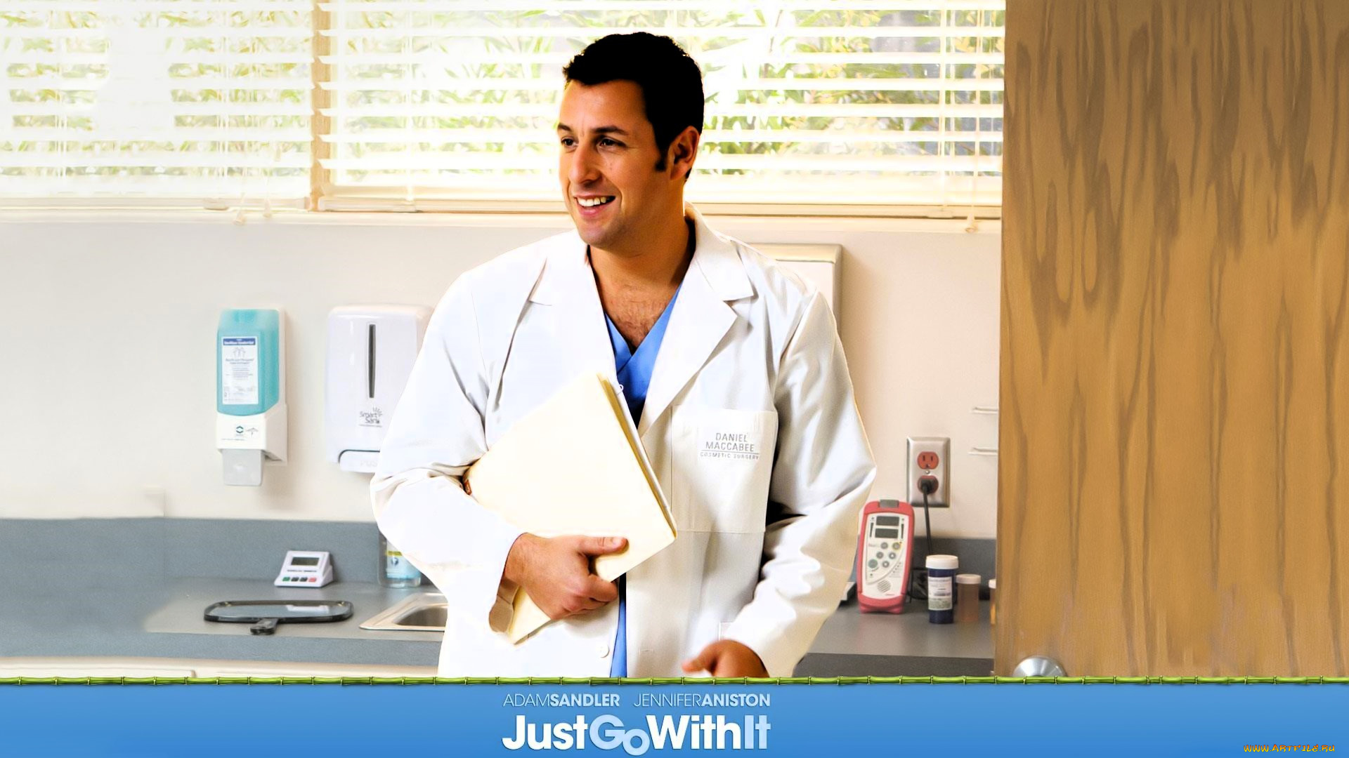 кино, фильмы, just, go, with, it, мужчина, халат, папка, доктор