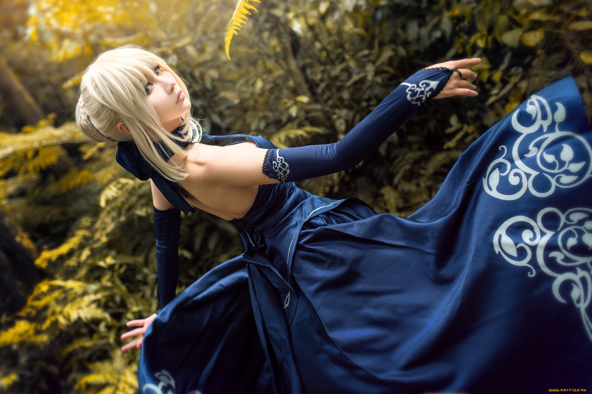 девушки, -, креатив, , косплей, образ, косплей, наряд, костюм, деревья, лес