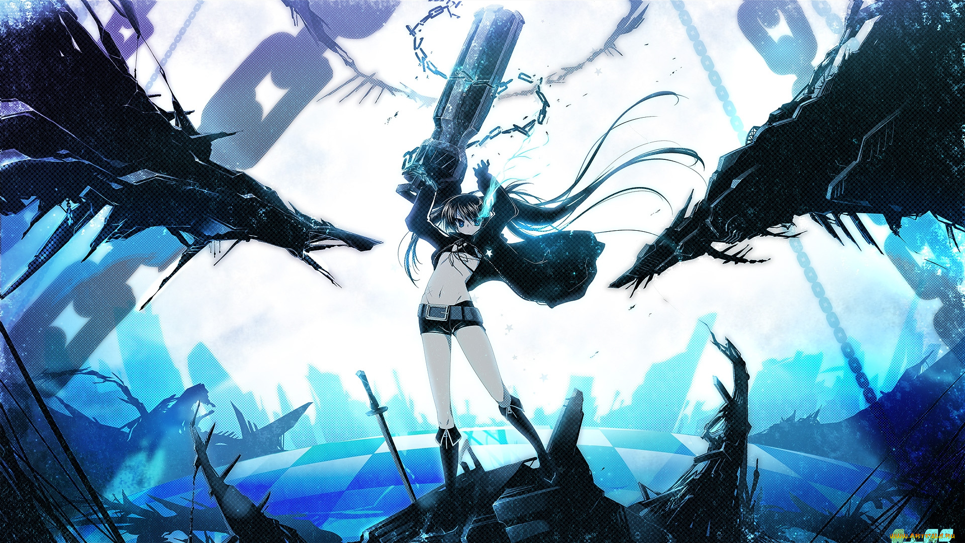 аниме, black, rock, shooter