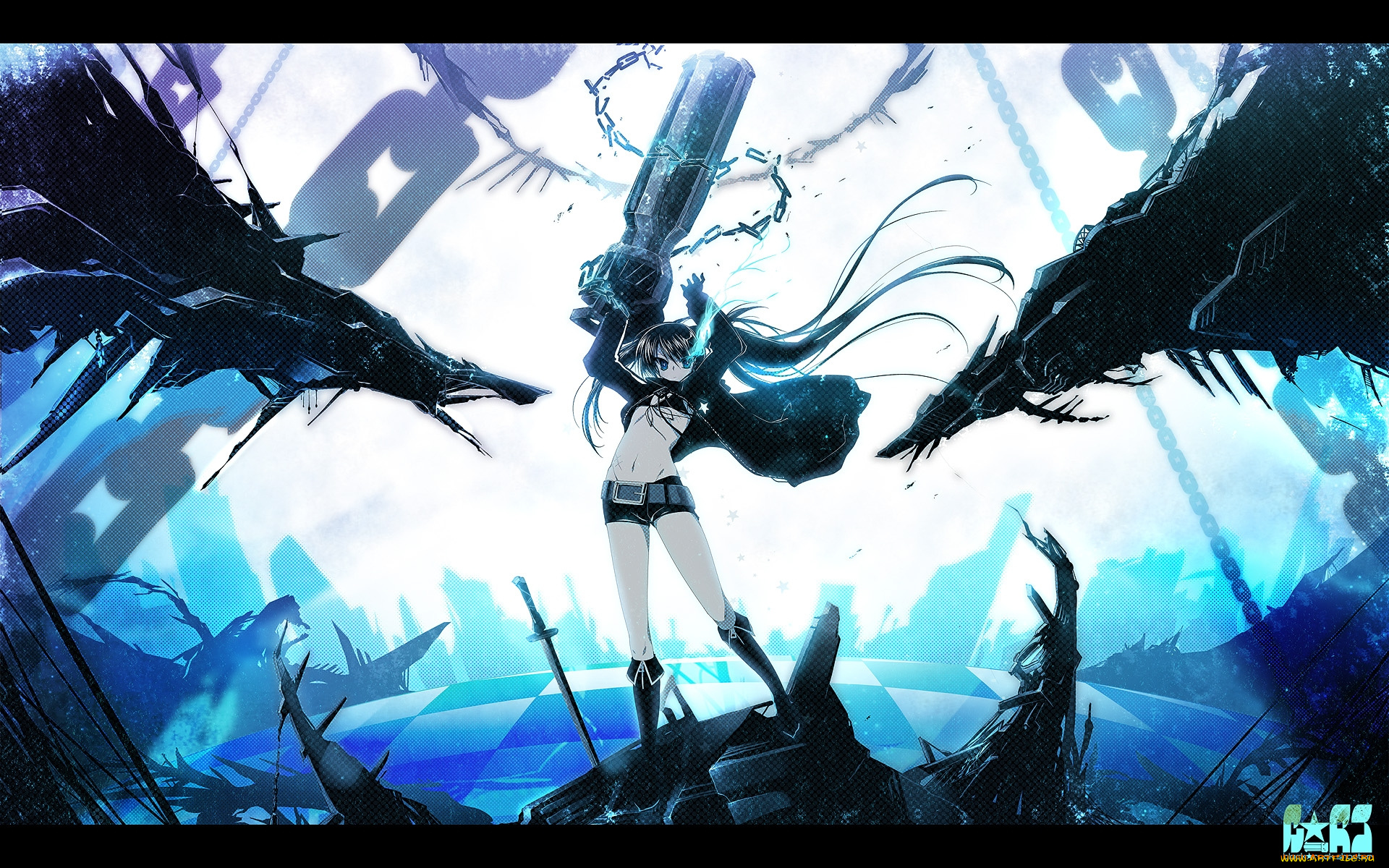 аниме, black, rock, shooter