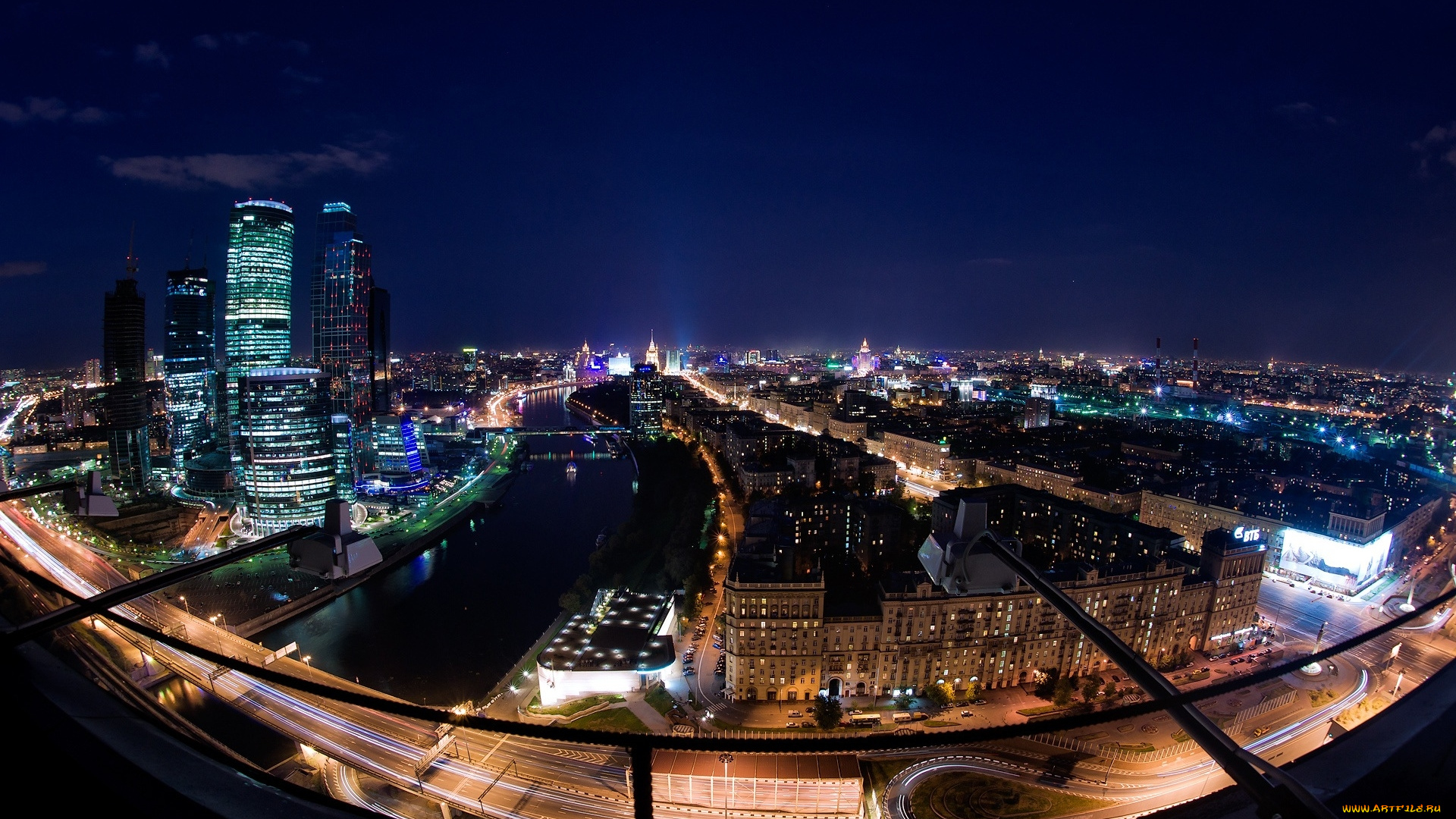 города, огни, ночного