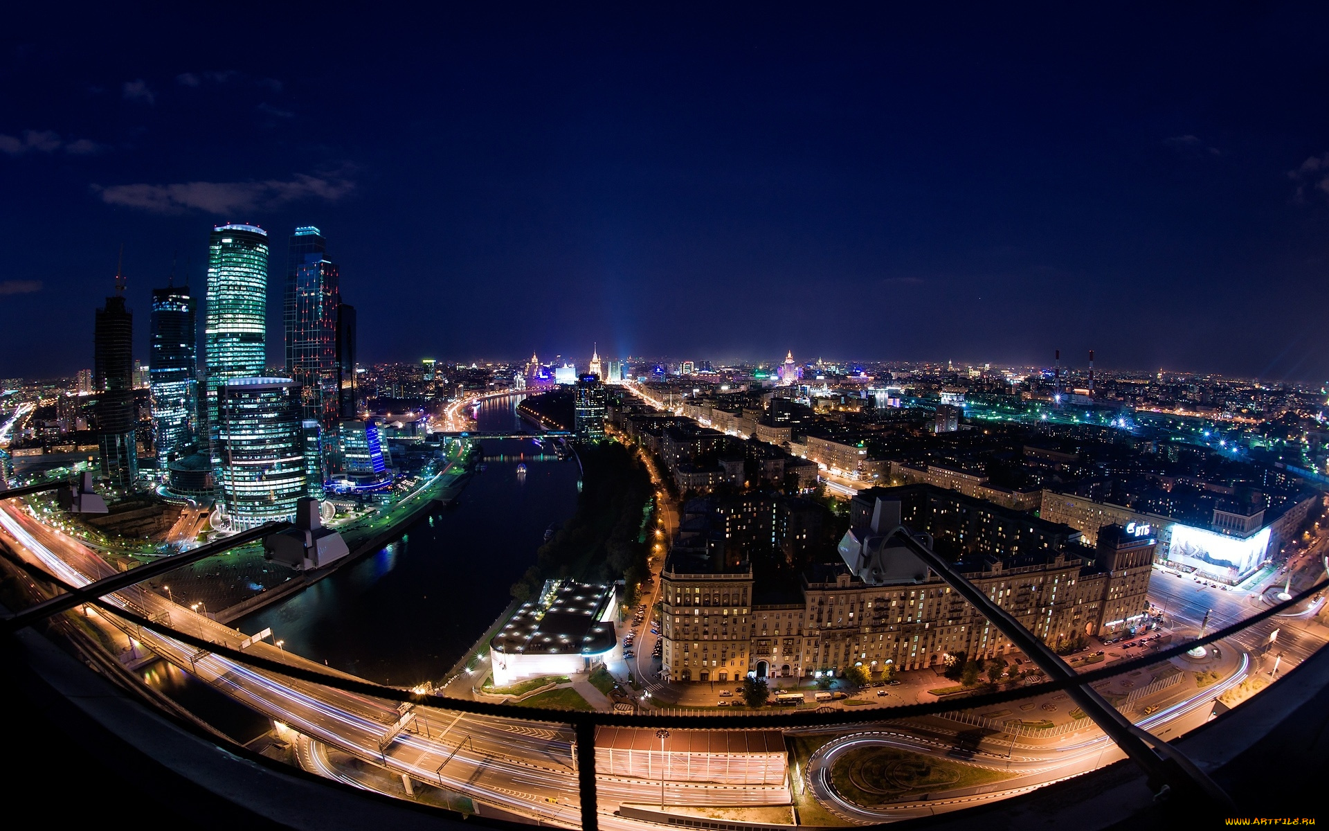 города, огни, ночного