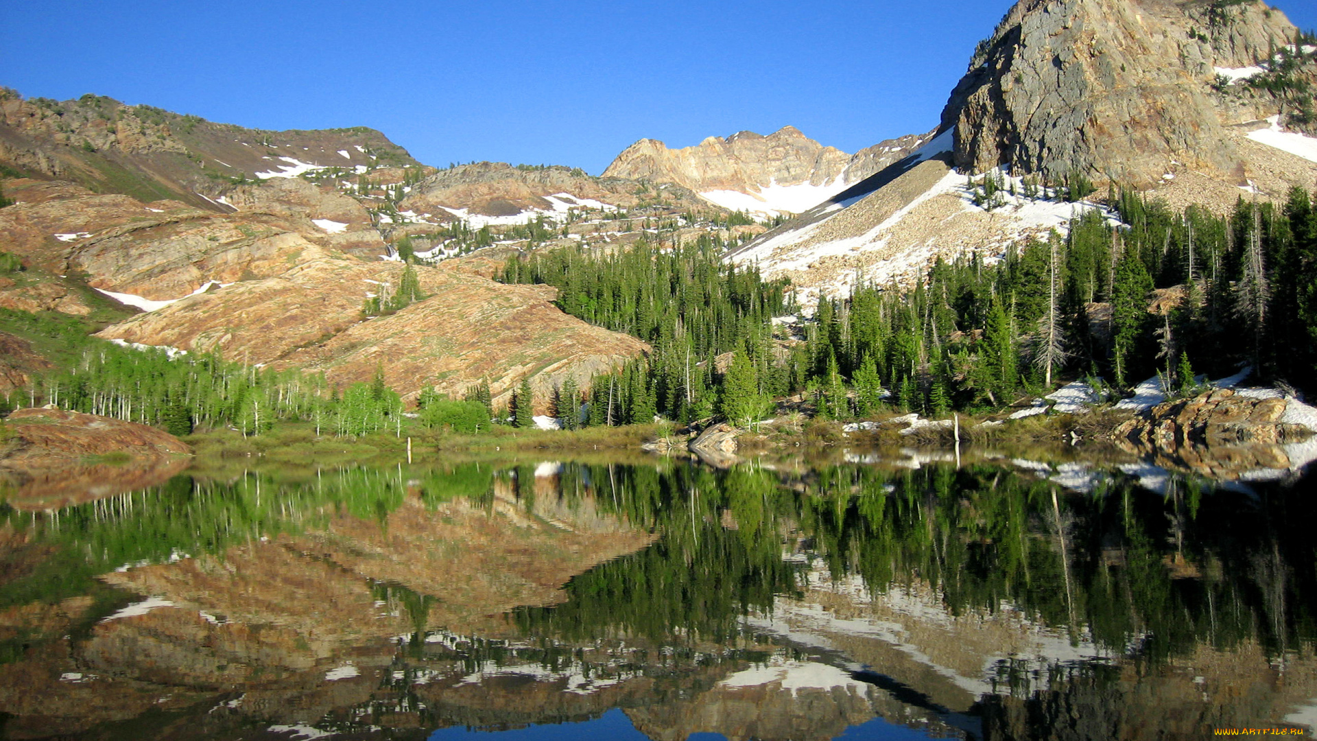 природа, реки, озера, горы, отражегие, деревья, озеро, пейзаж